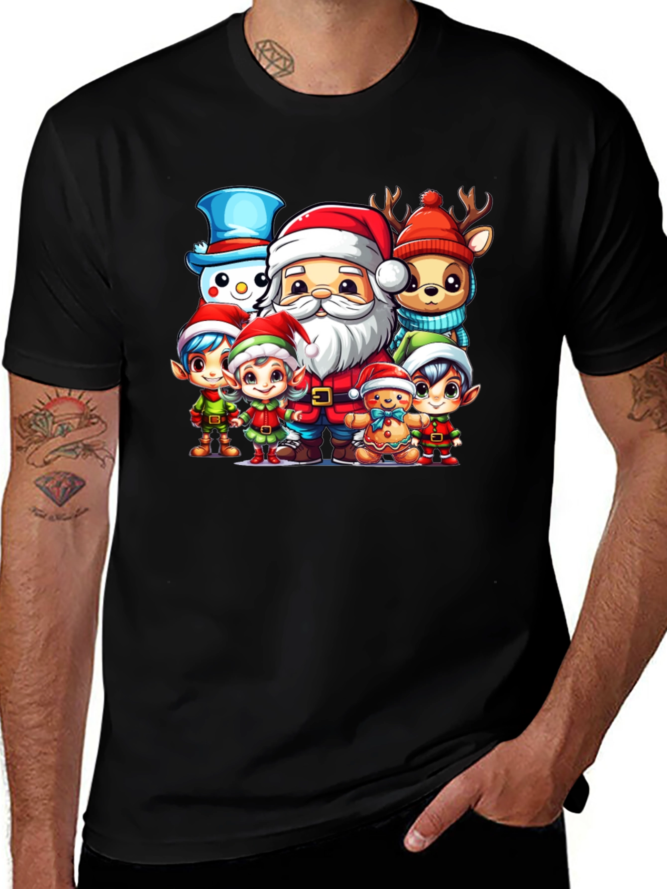Festive Cartoon Christmas Graphic Tee