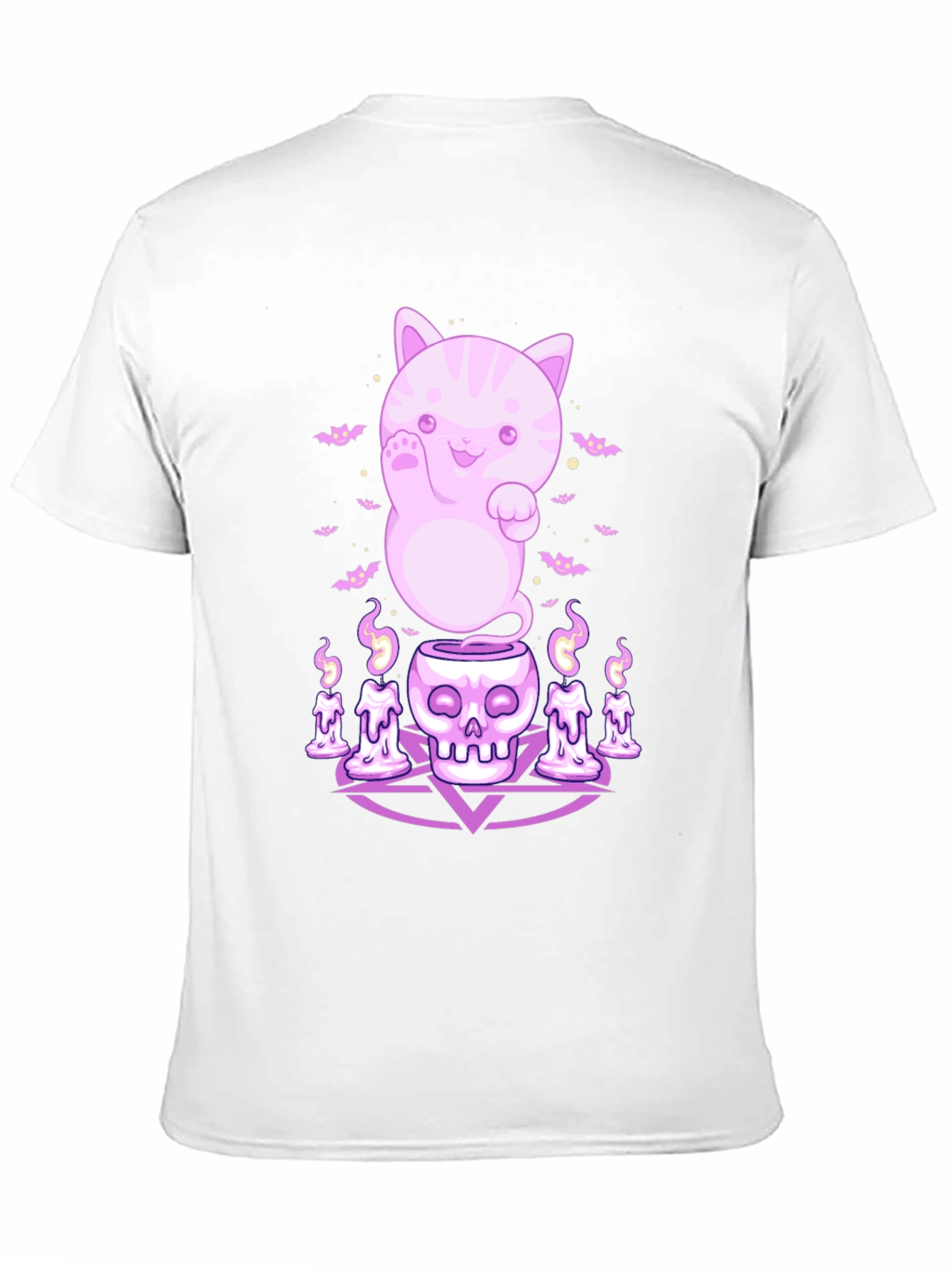 Kawaii Ghost Cat Black T-Shirt