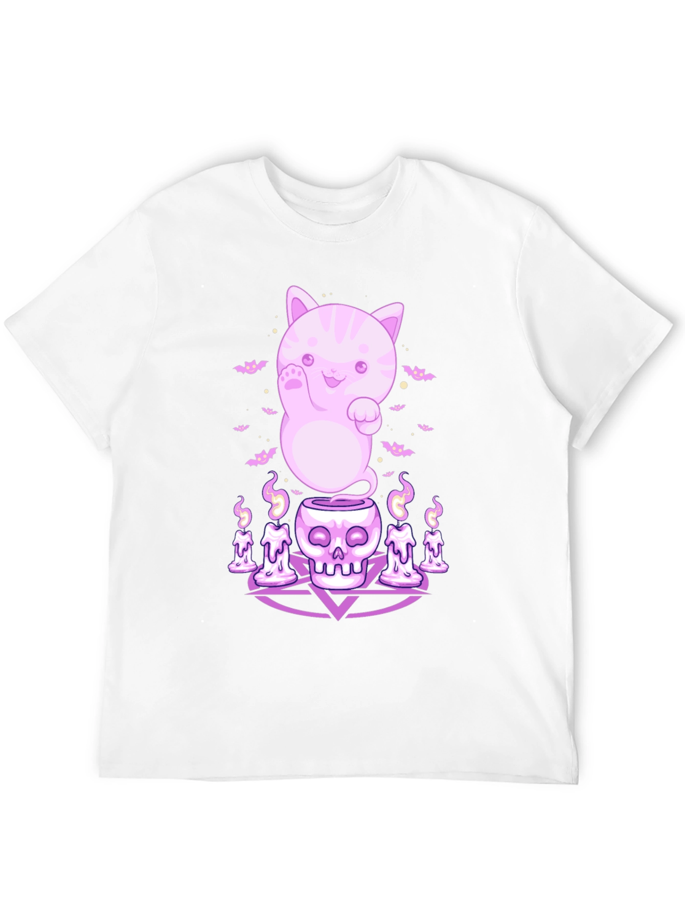 Kawaii Ghost Cat Black T-Shirt