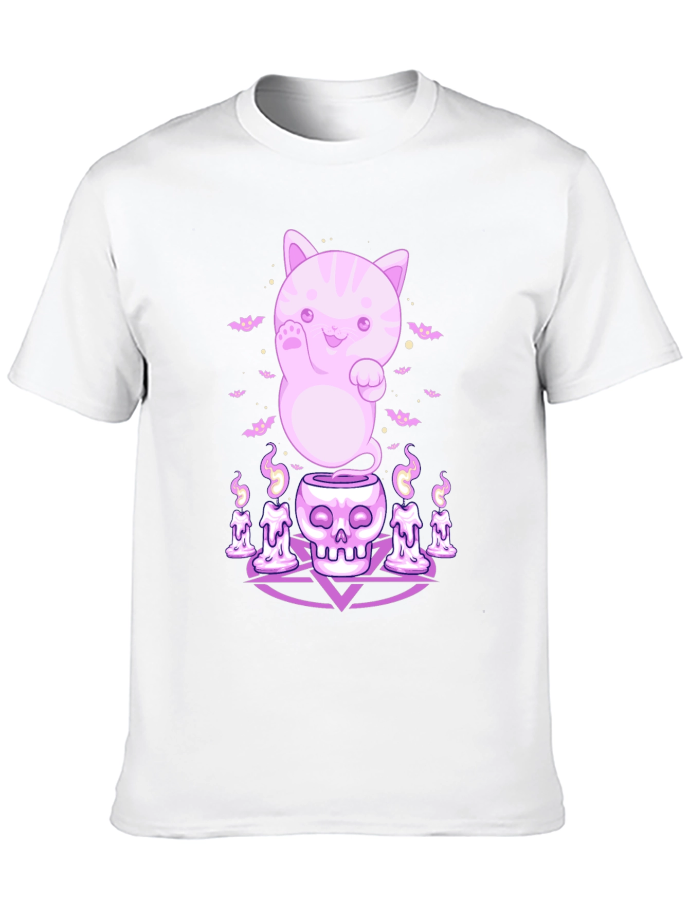 Kawaii Ghost Cat Black T-Shirt