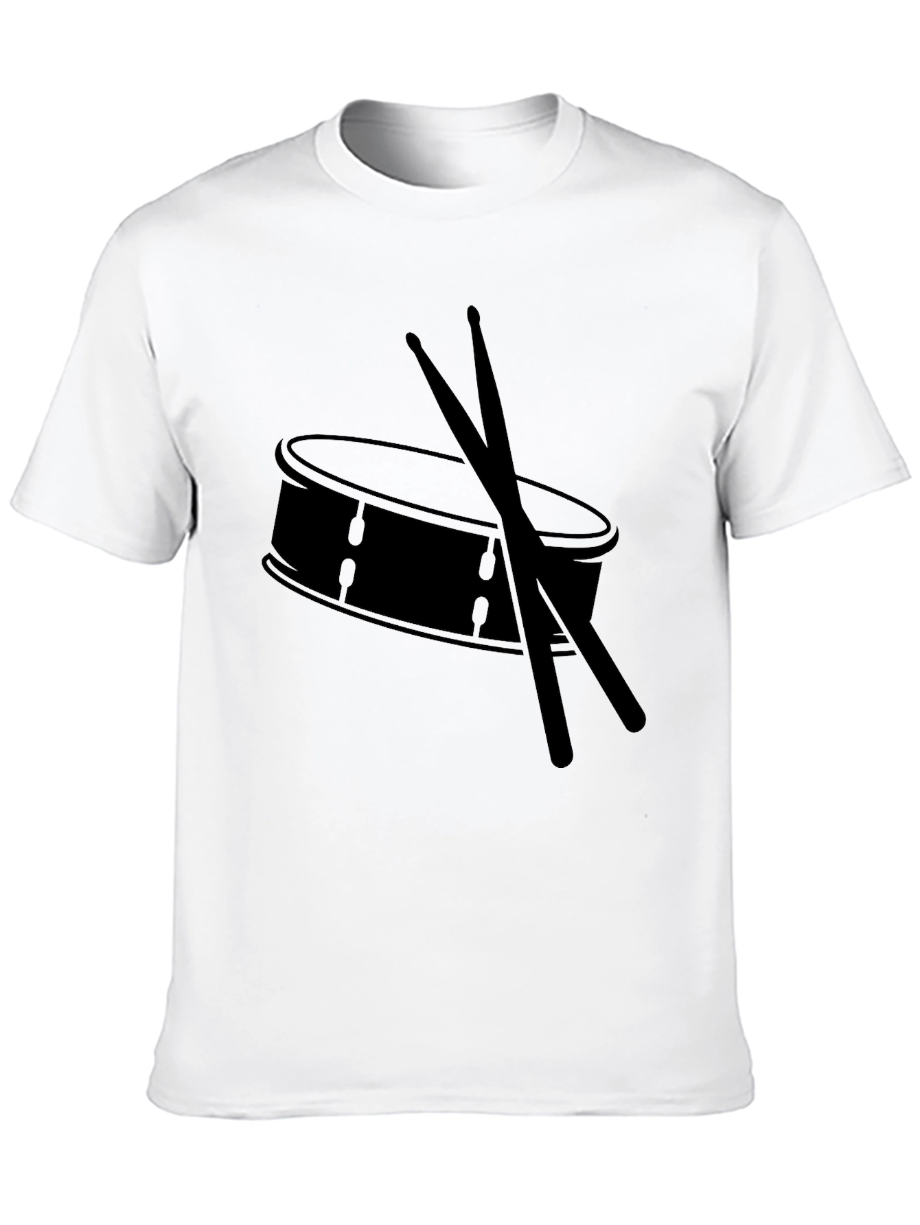 Drum and Sticks Graphic Tee - Black Cotton T-Shirt