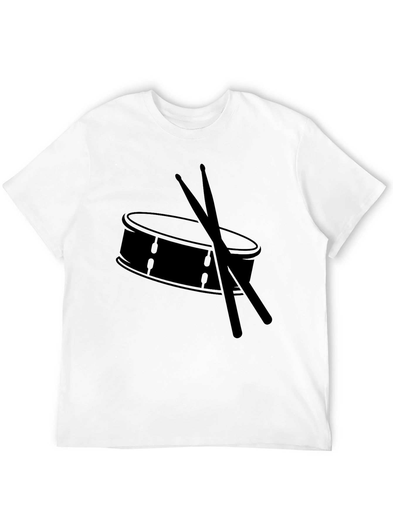 Drum and Sticks Graphic Tee - Black Cotton T-Shirt