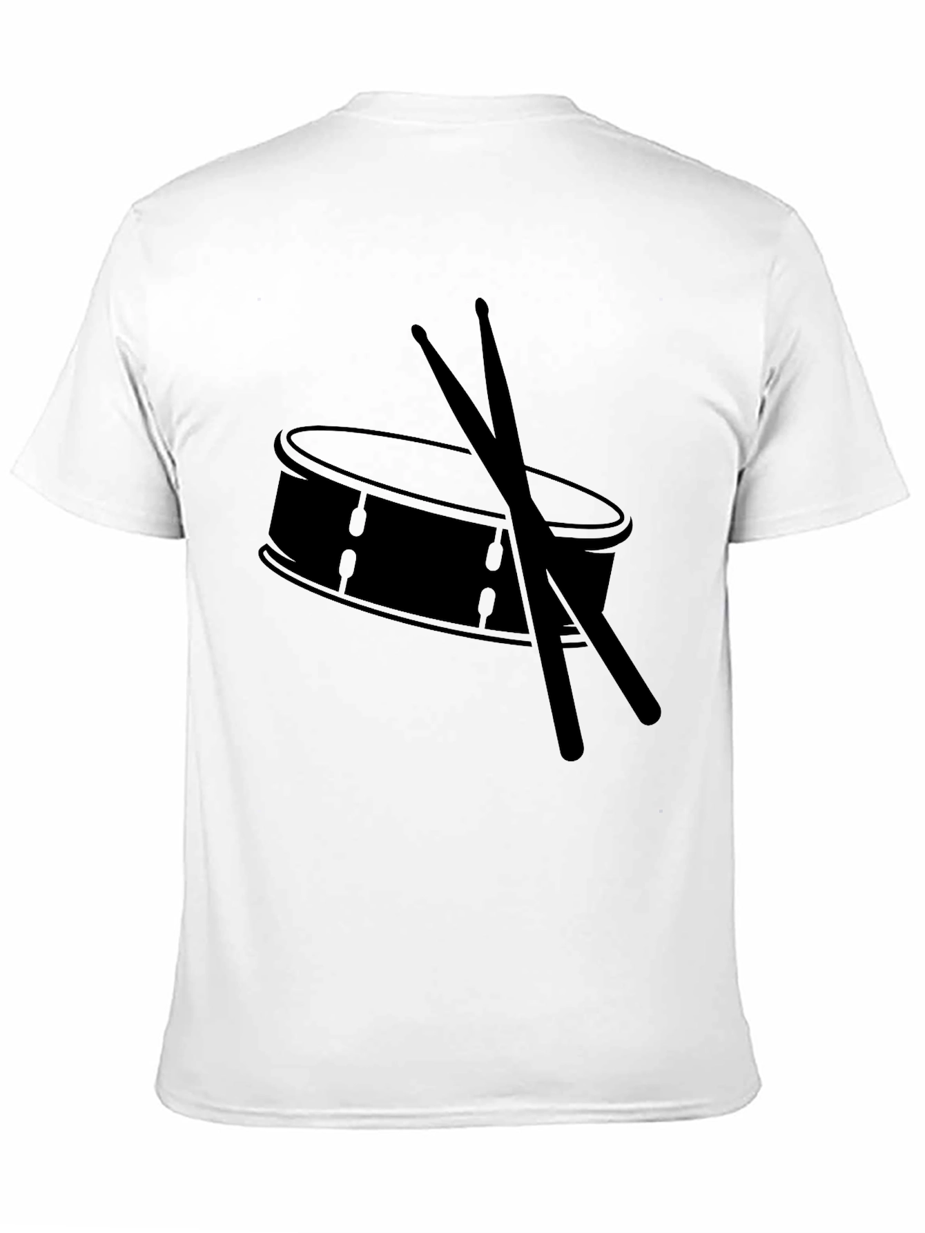 Drum and Sticks Graphic Tee - Black Cotton T-Shirt