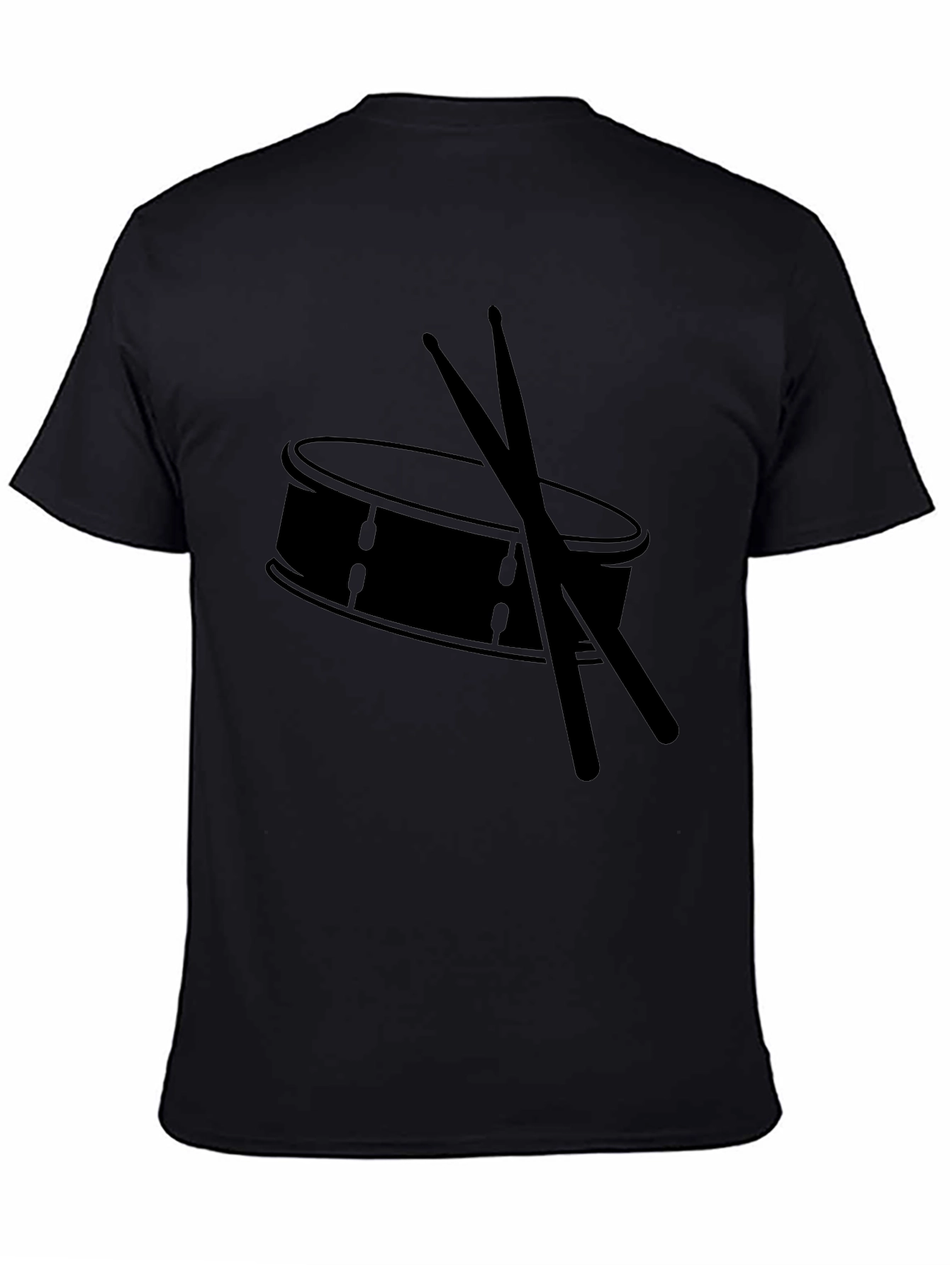 Drum and Sticks Graphic Tee - Black Cotton T-Shirt