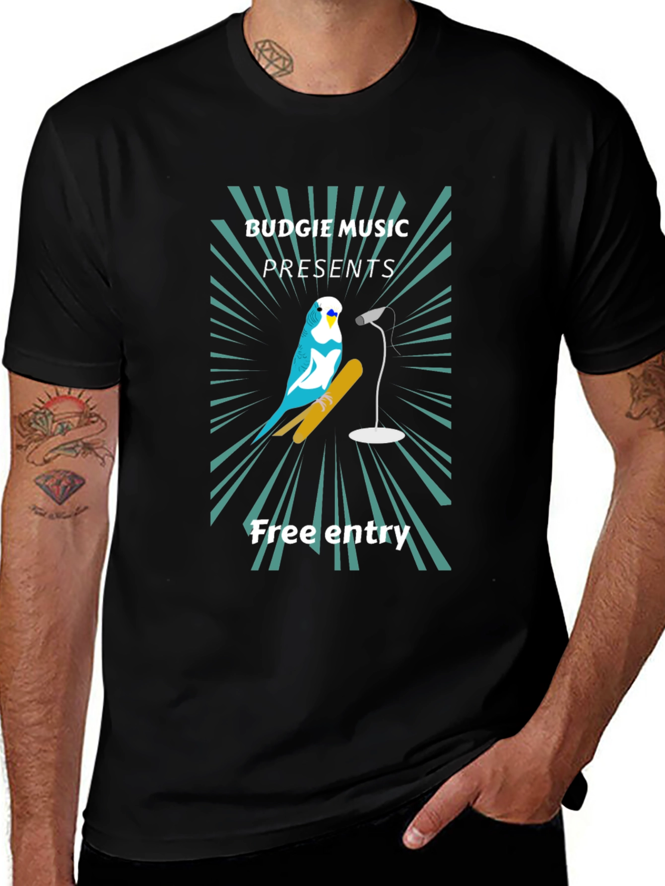 Budgie Music Black T-Shirt