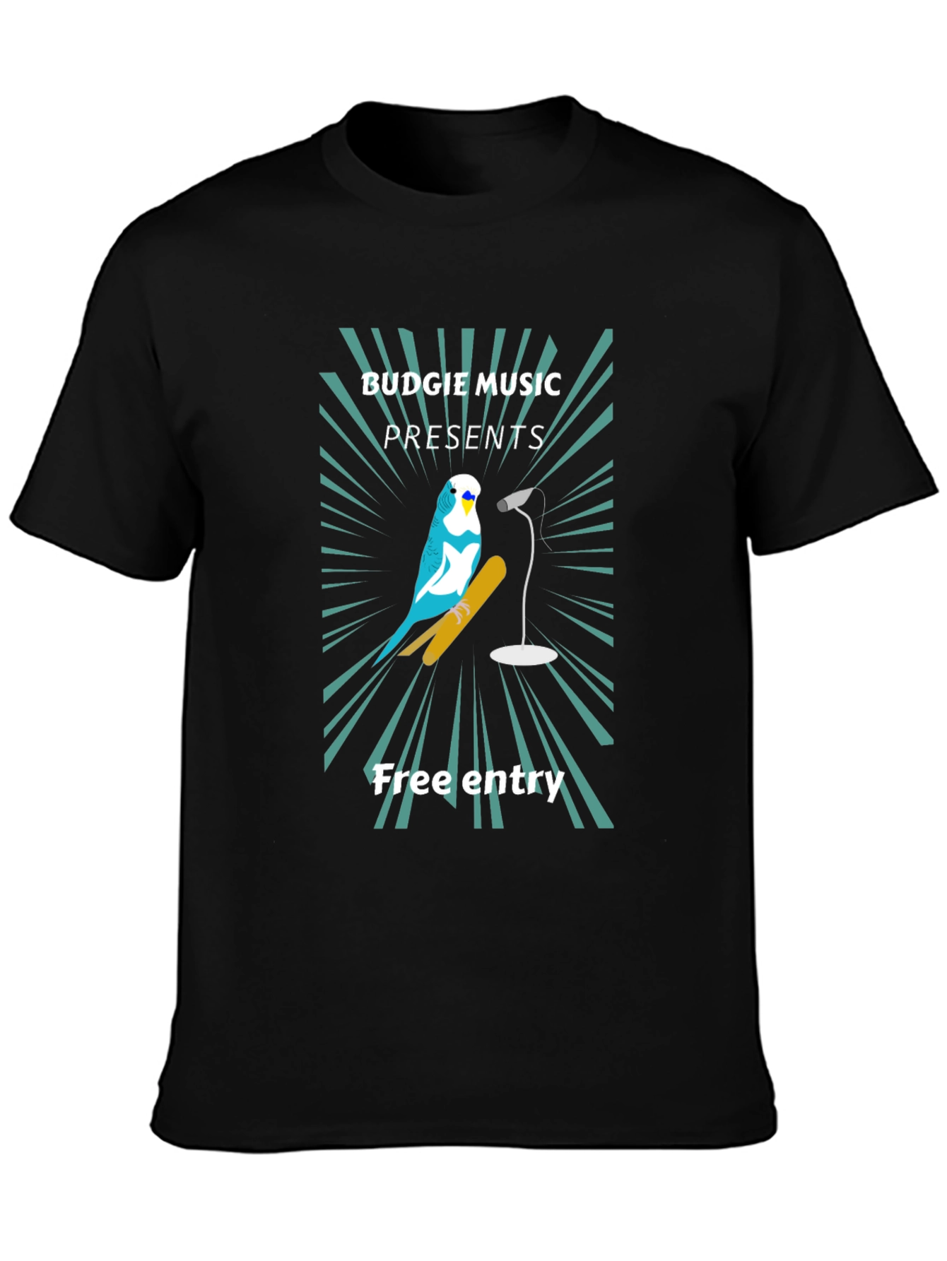 Budgie Music Black T-Shirt