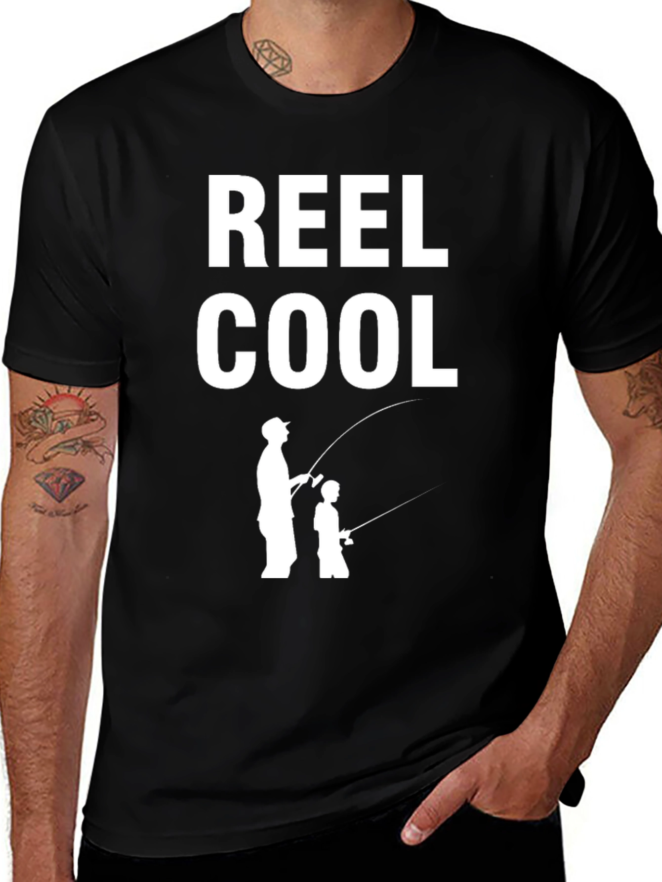 Reel Cool Dad & Son Fishing T-Shirt - Black
