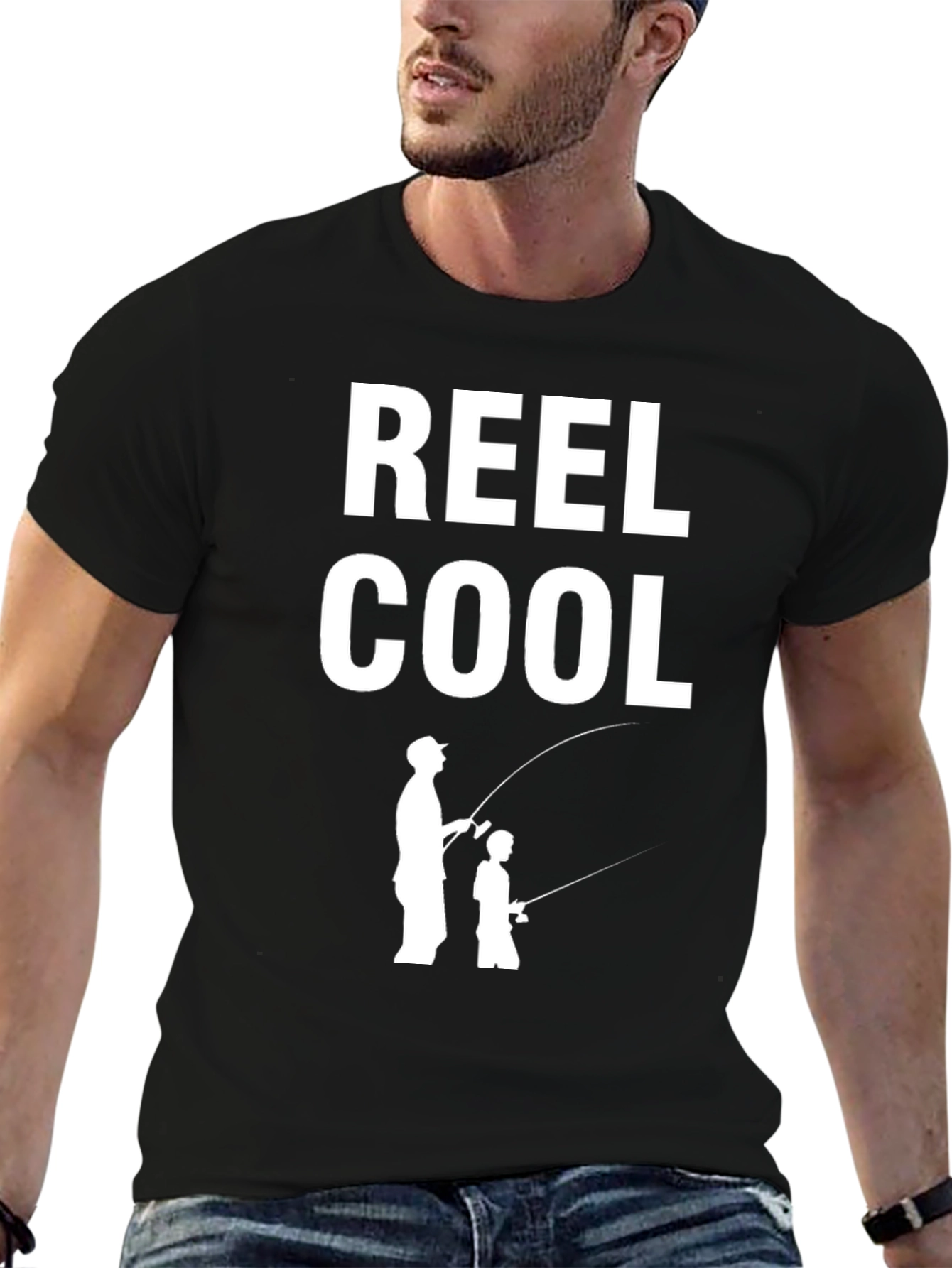 Reel Cool Dad & Son Fishing T-Shirt - Black