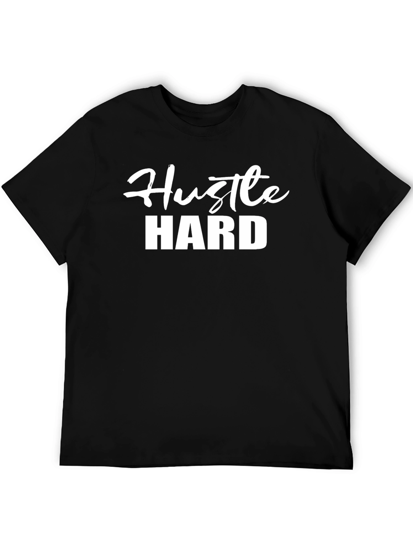 Hustle Hard Graphic Tee - Black Cotton T-Shirt
