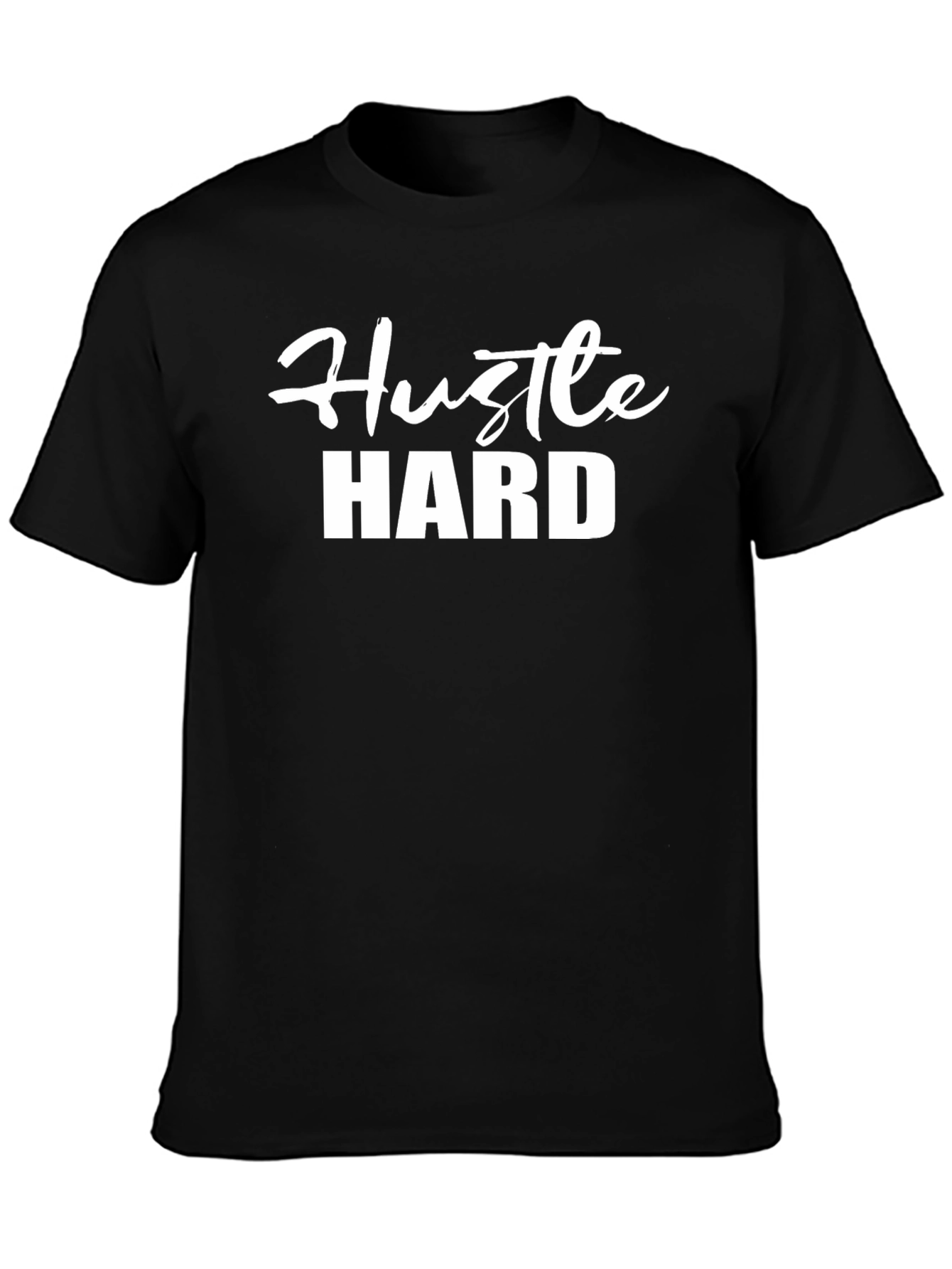 Hustle Hard Graphic Tee - Black Cotton T-Shirt