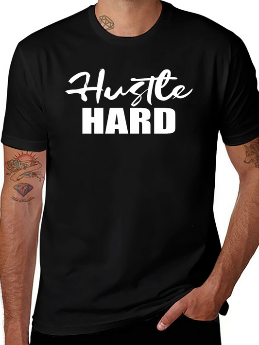 Hustle Hard Graphic Tee - Black Cotton T-Shirt