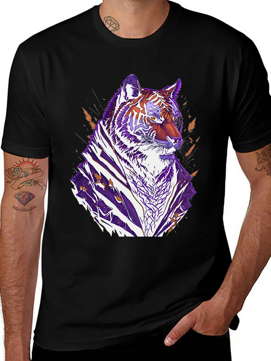 Tiger Graphic Print Crew Neck T-Shirt