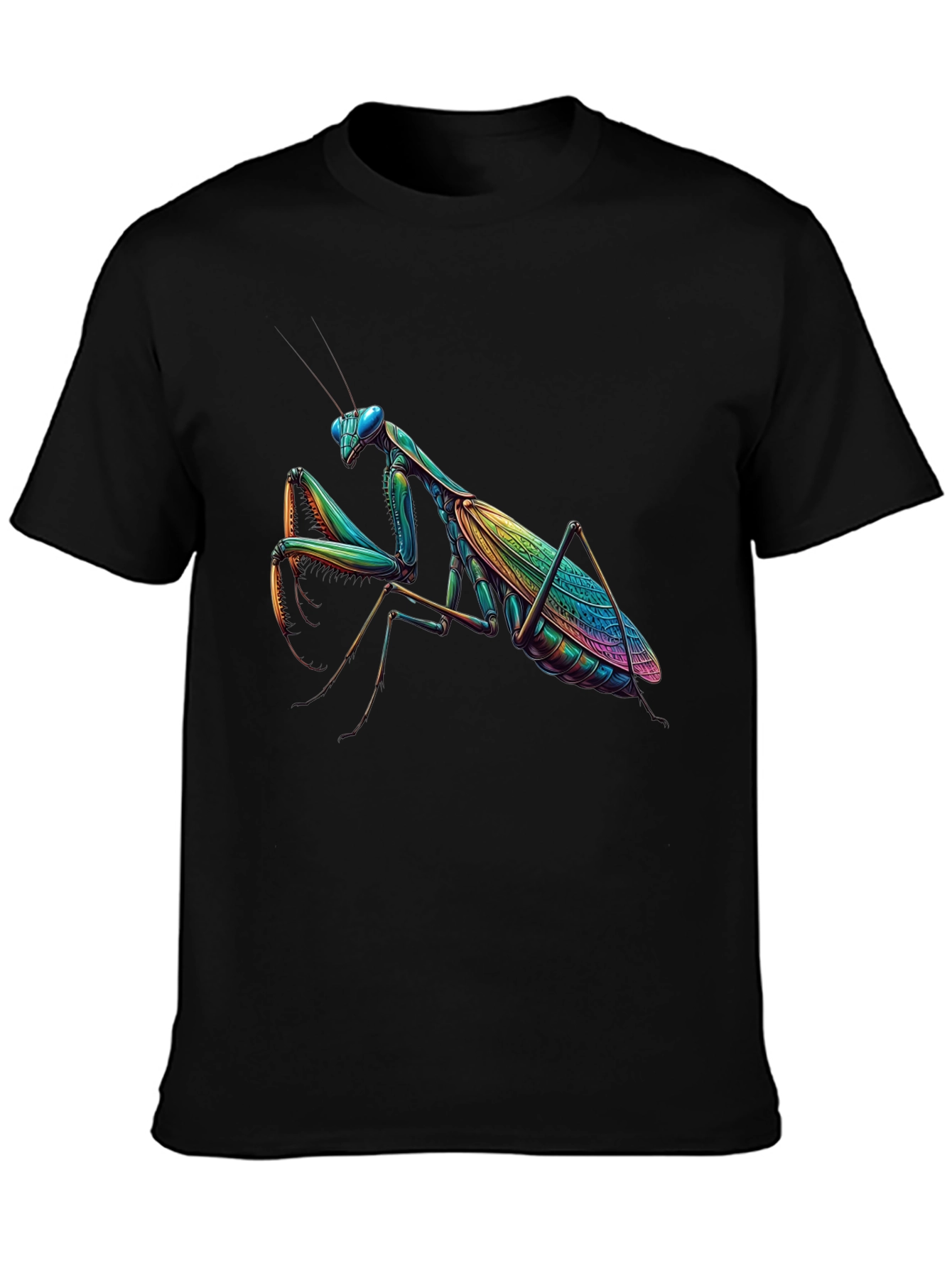 Rainbow Praying Mantis Graphic Tee - Unique Insect Design