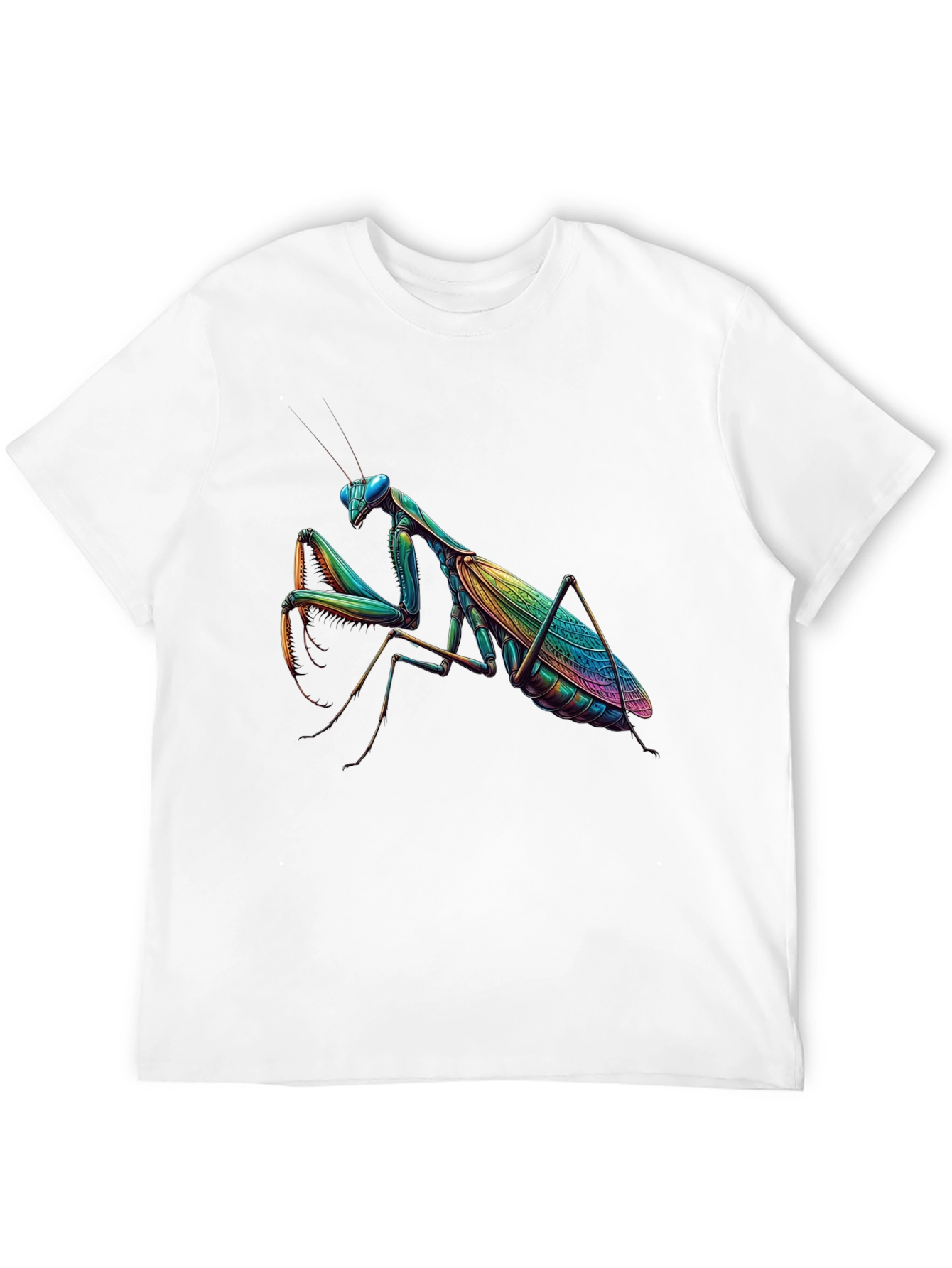 Rainbow Praying Mantis Graphic Tee - Unique Insect Design