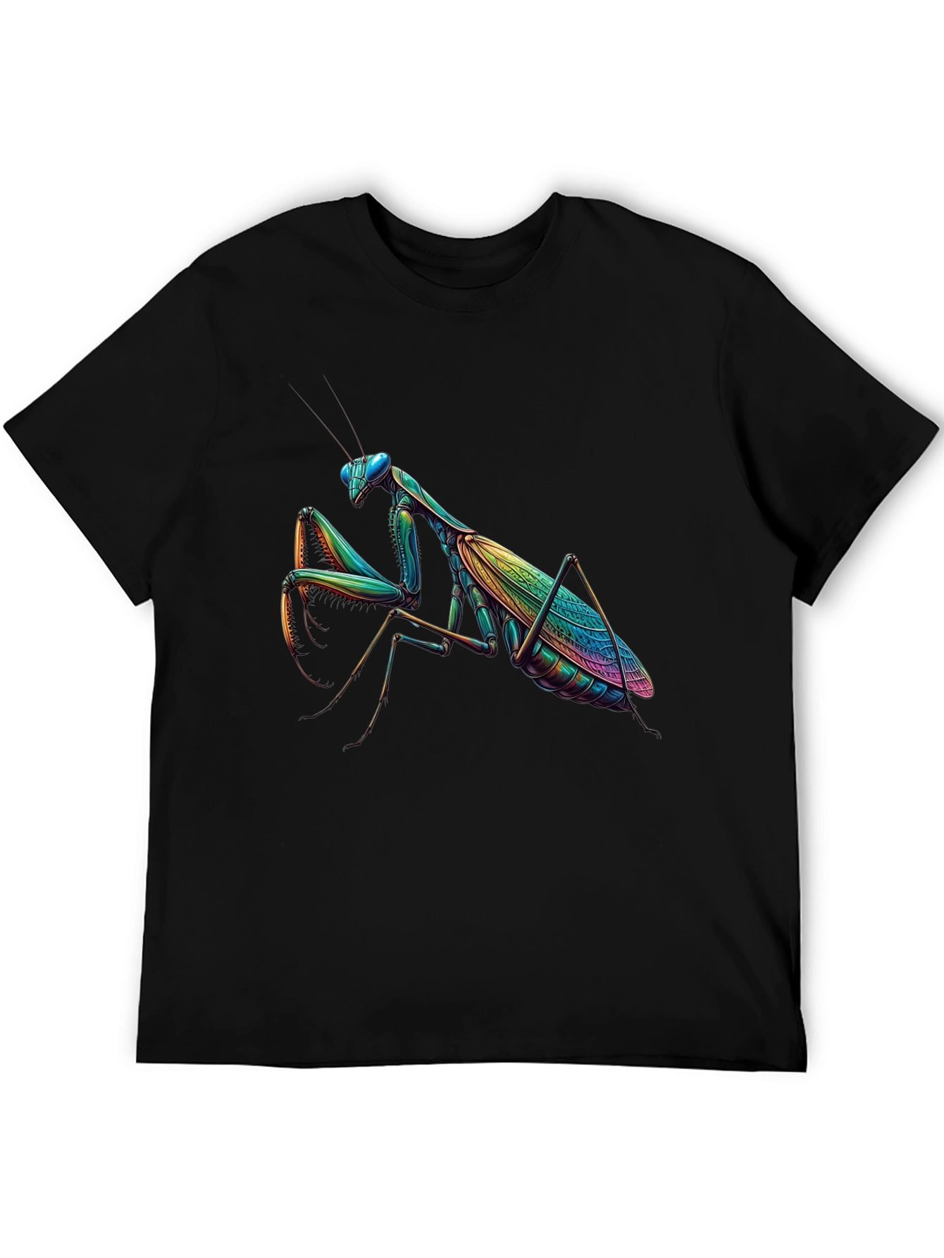 Rainbow Praying Mantis Graphic Tee - Unique Insect Design