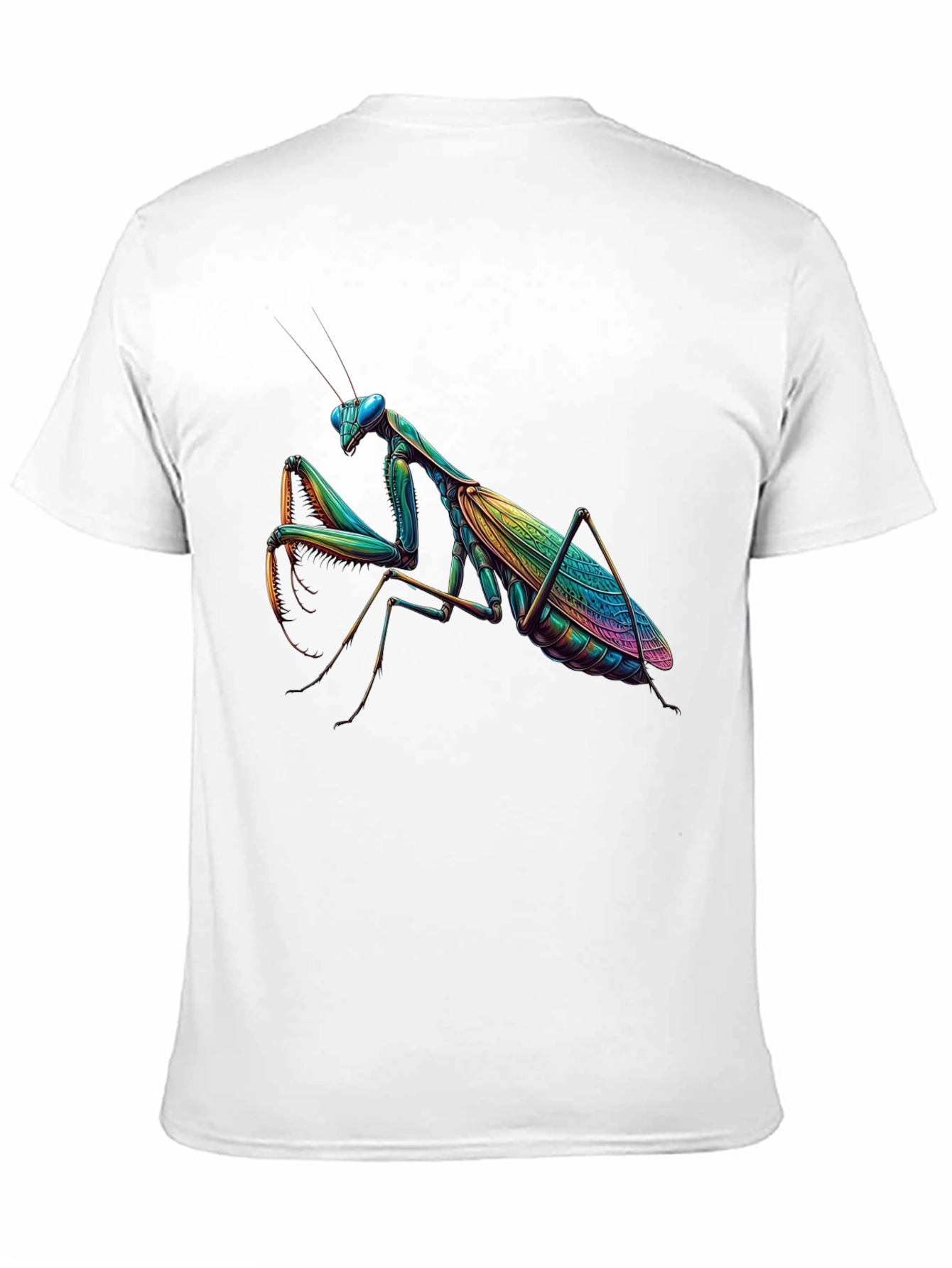 Rainbow Praying Mantis Graphic Tee - Unique Insect Design