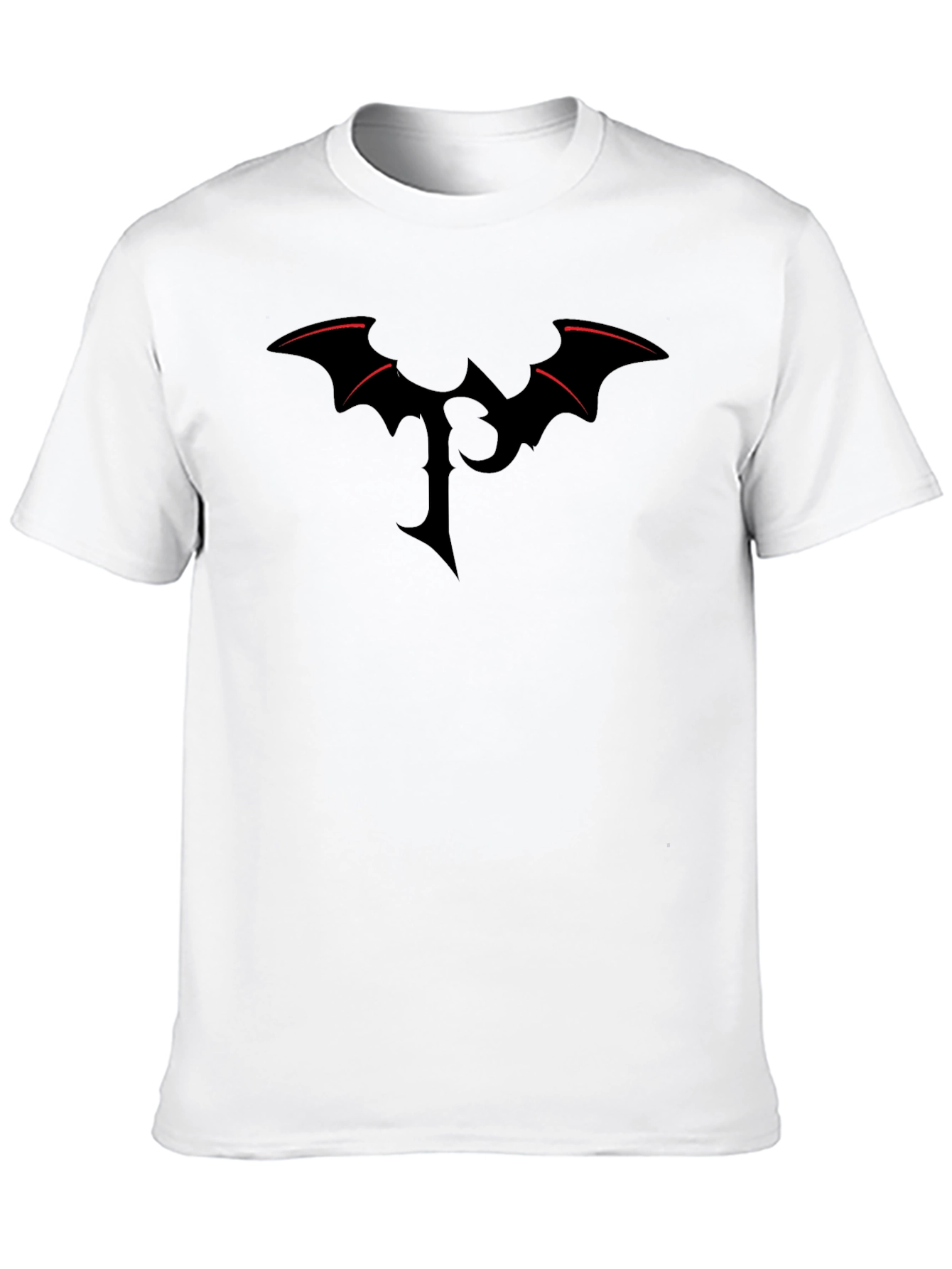 Bat Wing Initial T-Shirt - Gothic Style