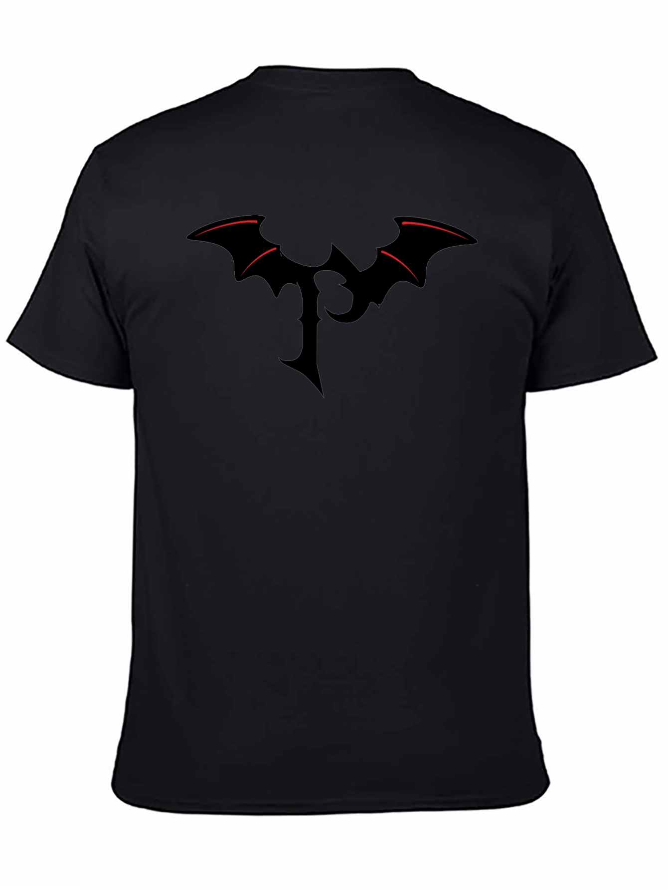 Bat Wing Initial T-Shirt - Gothic Style