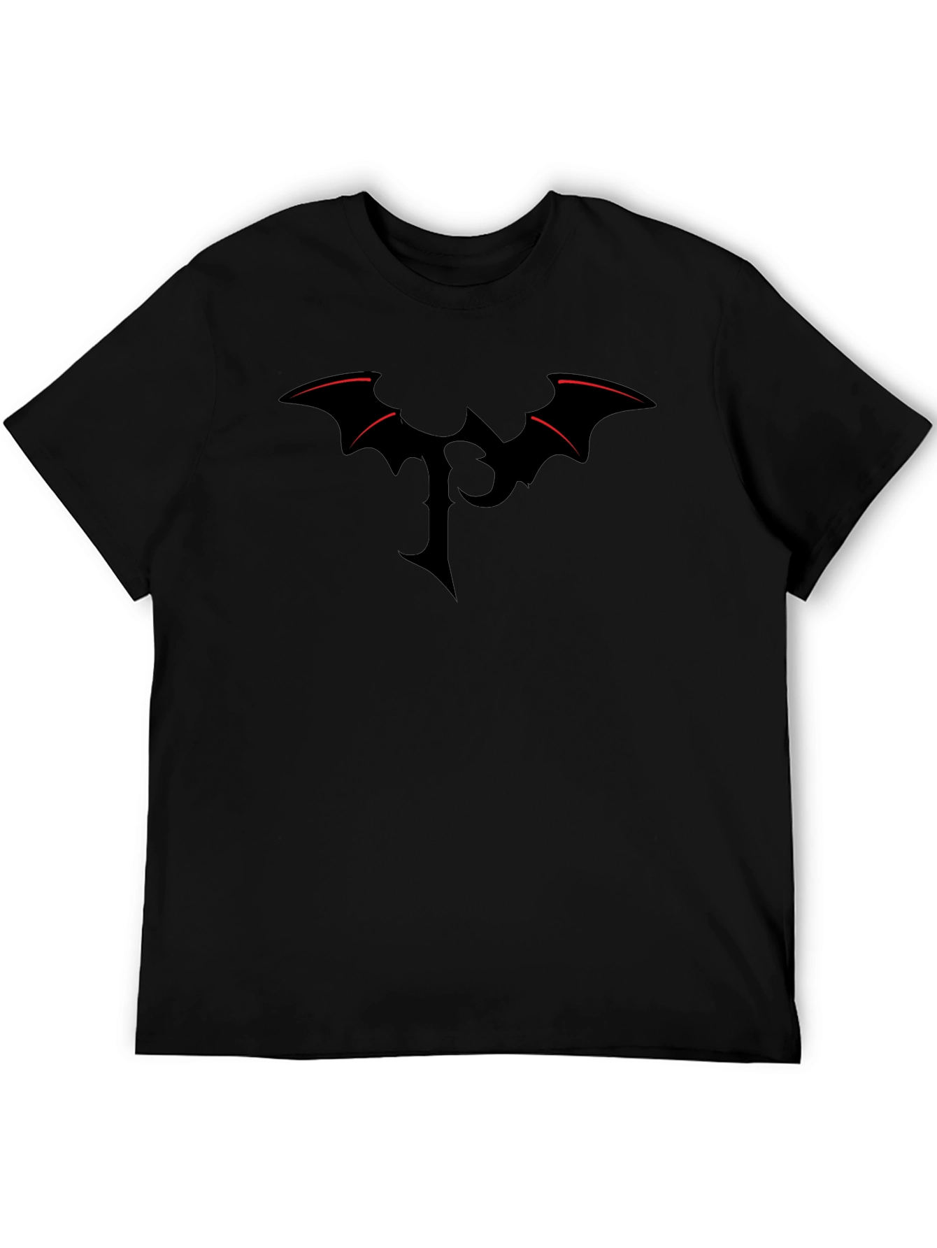 Bat Wing Initial T-Shirt - Gothic Style