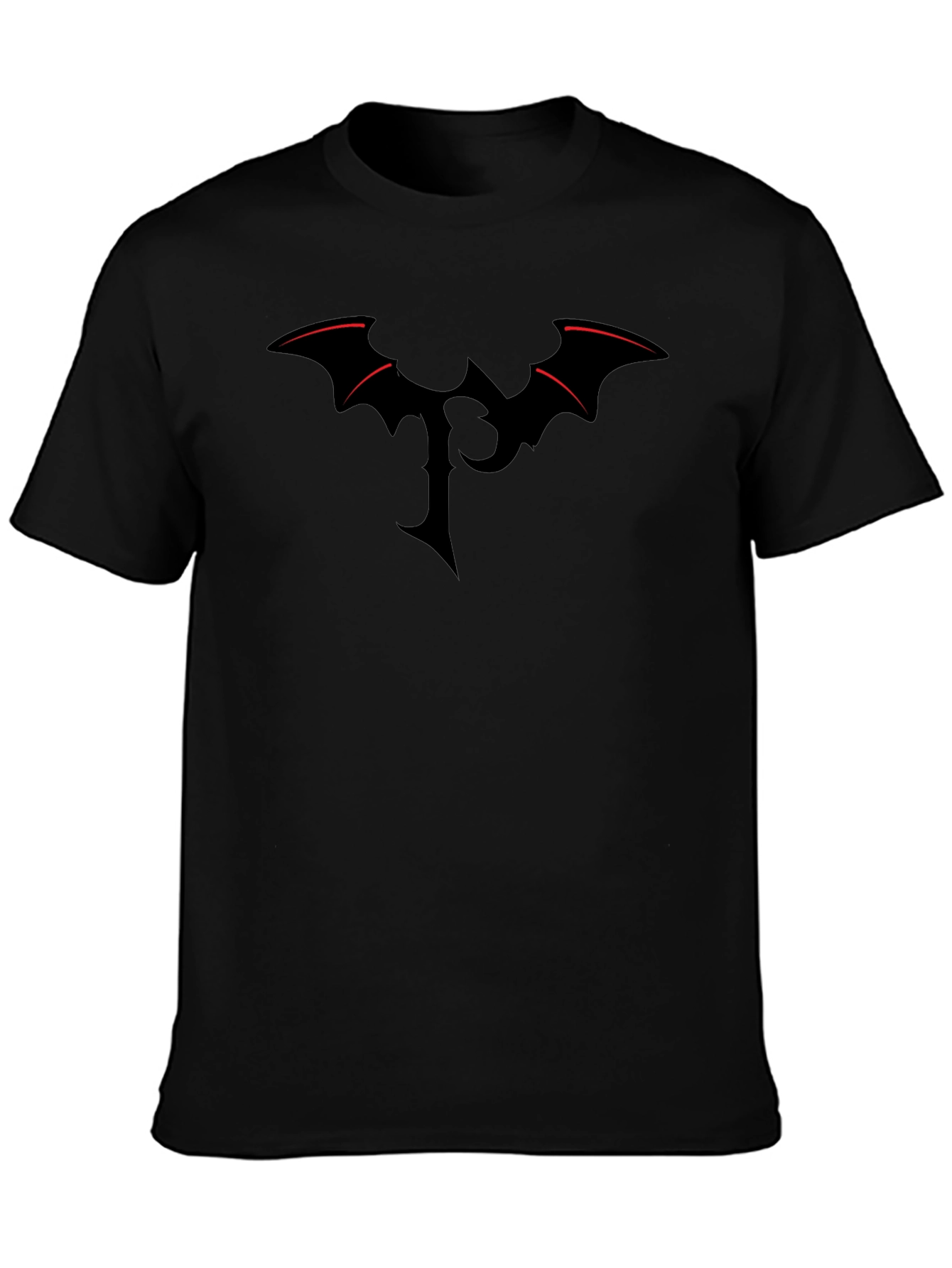 Bat Wing Initial T-Shirt - Gothic Style