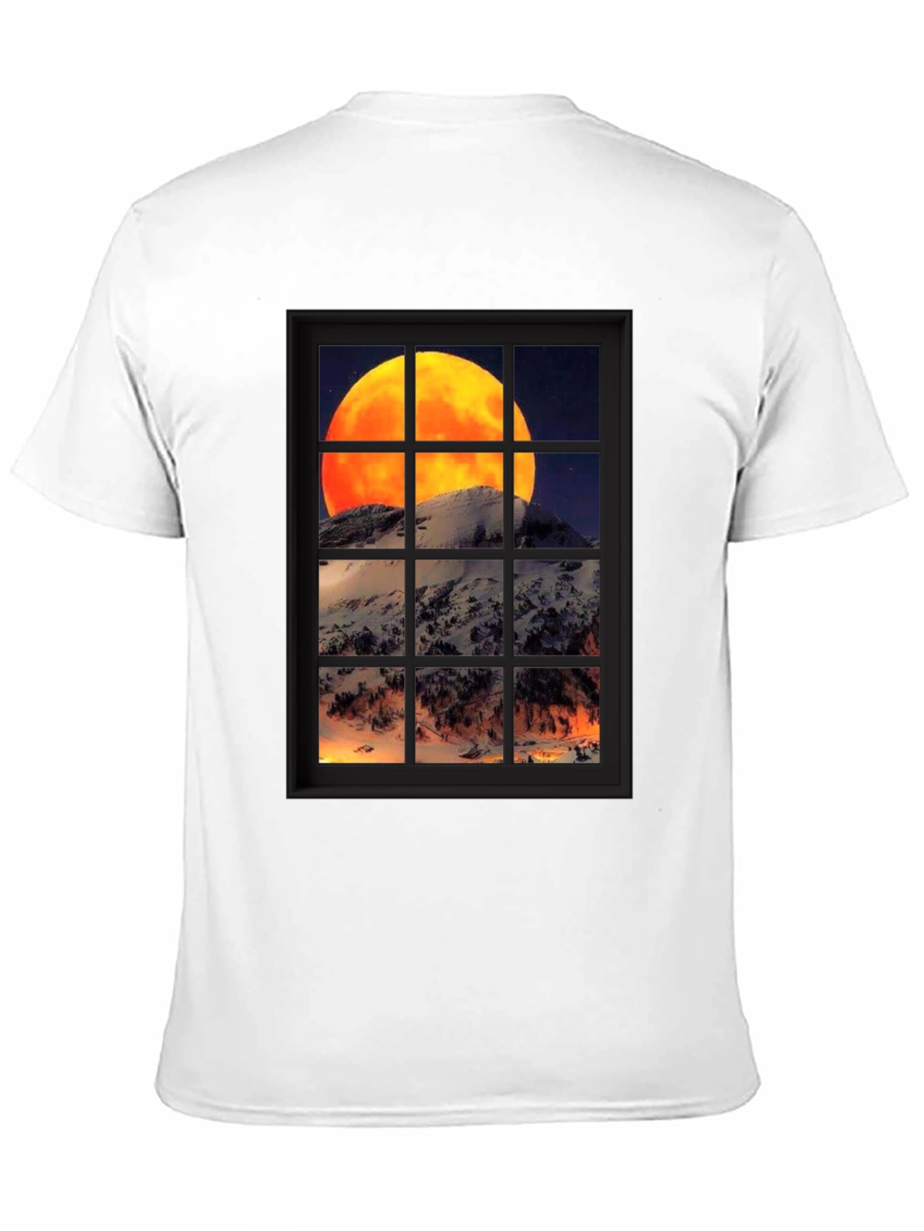 Moon Over Mountain Window View T-Shirt