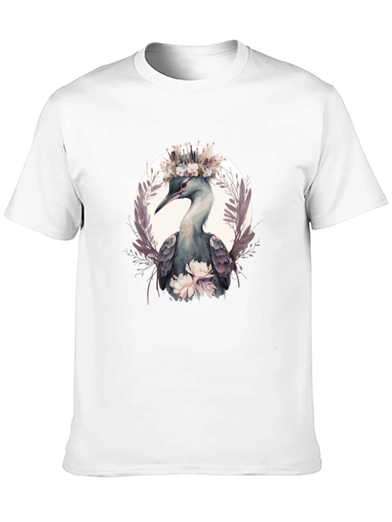 Elegant Bird Floral Crown T-Shirt
