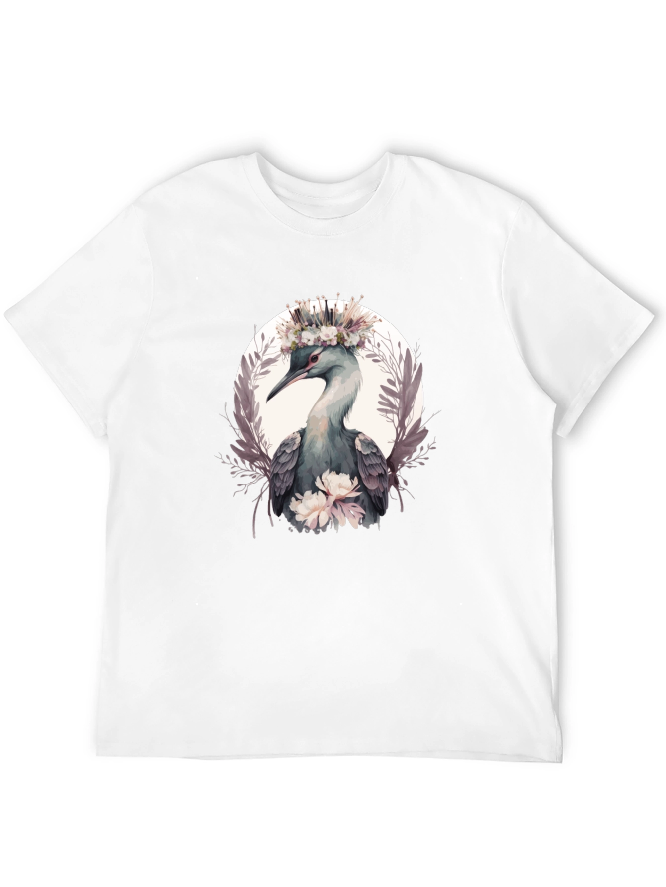 Elegant Bird Floral Crown T-Shirt