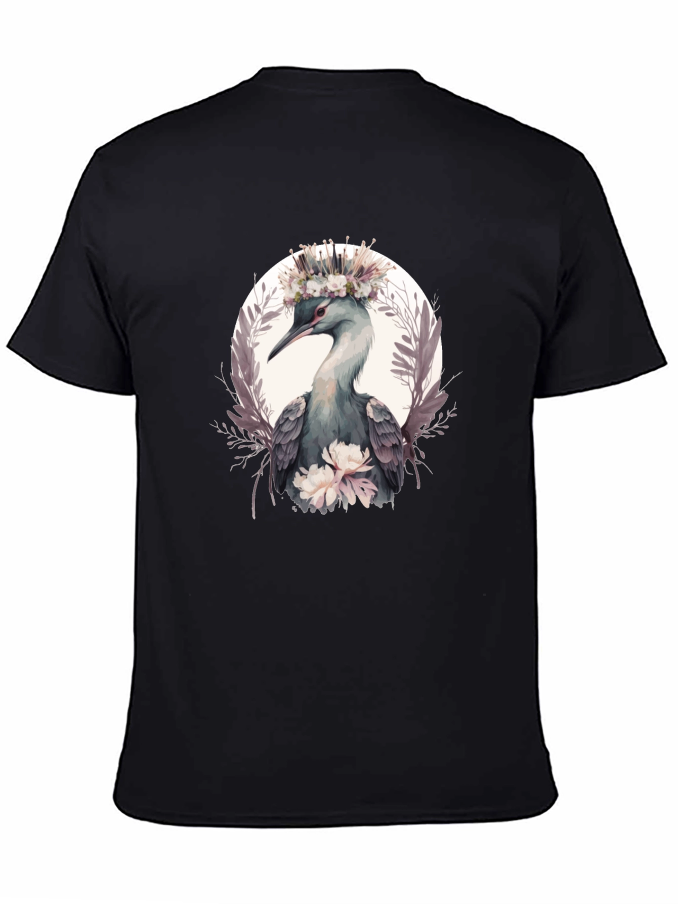 Elegant Bird Floral Crown T-Shirt