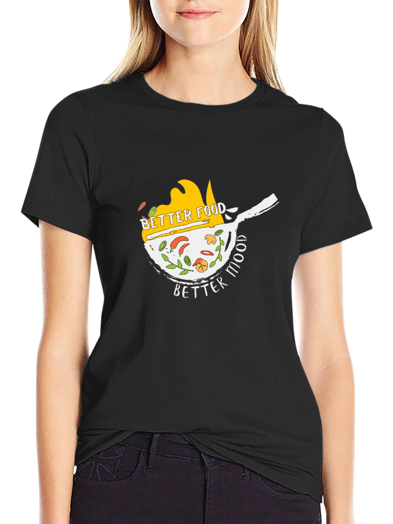 Better Food Better Mood Black T-Shirt