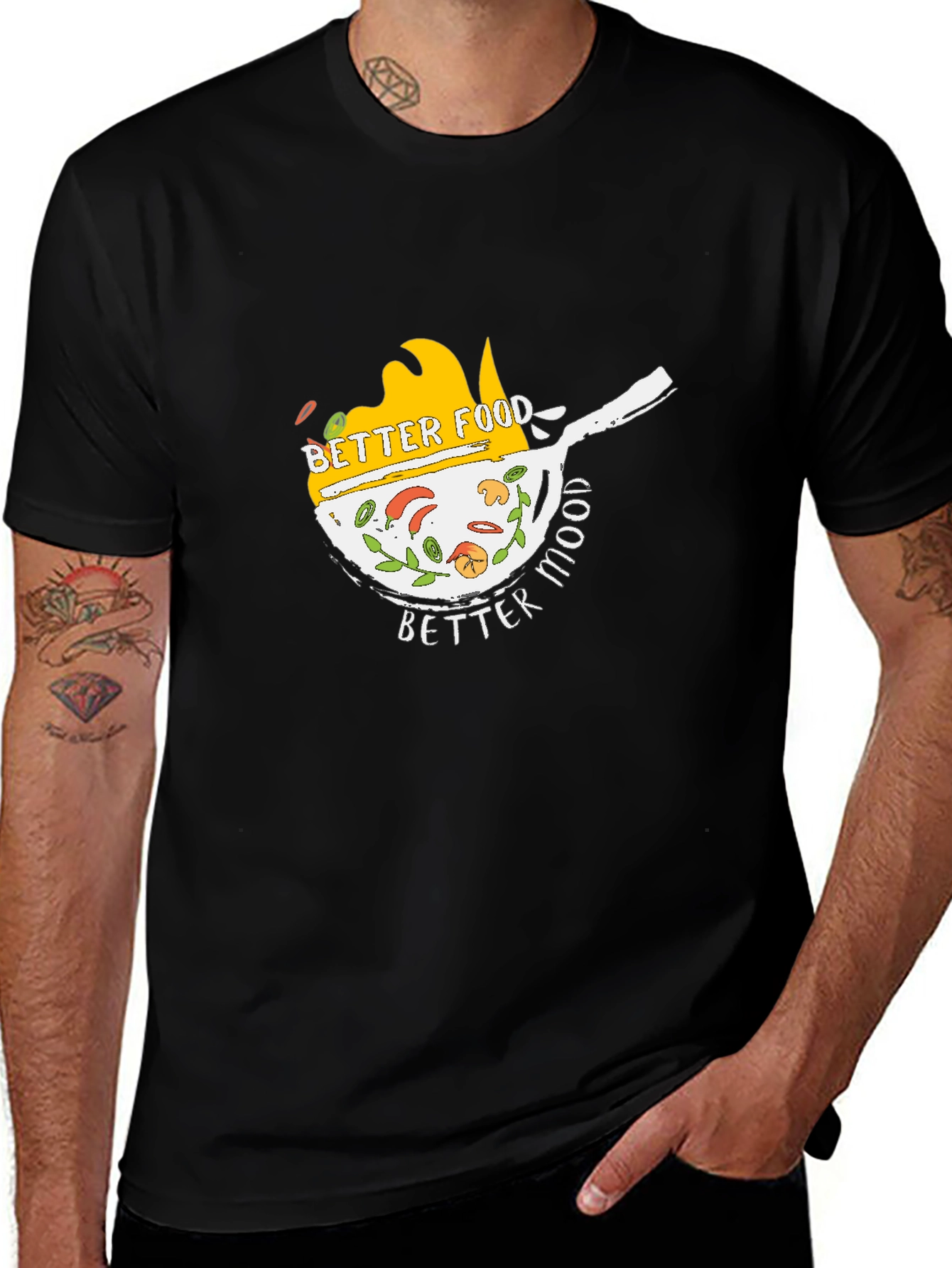 Better Food Better Mood Black T-Shirt