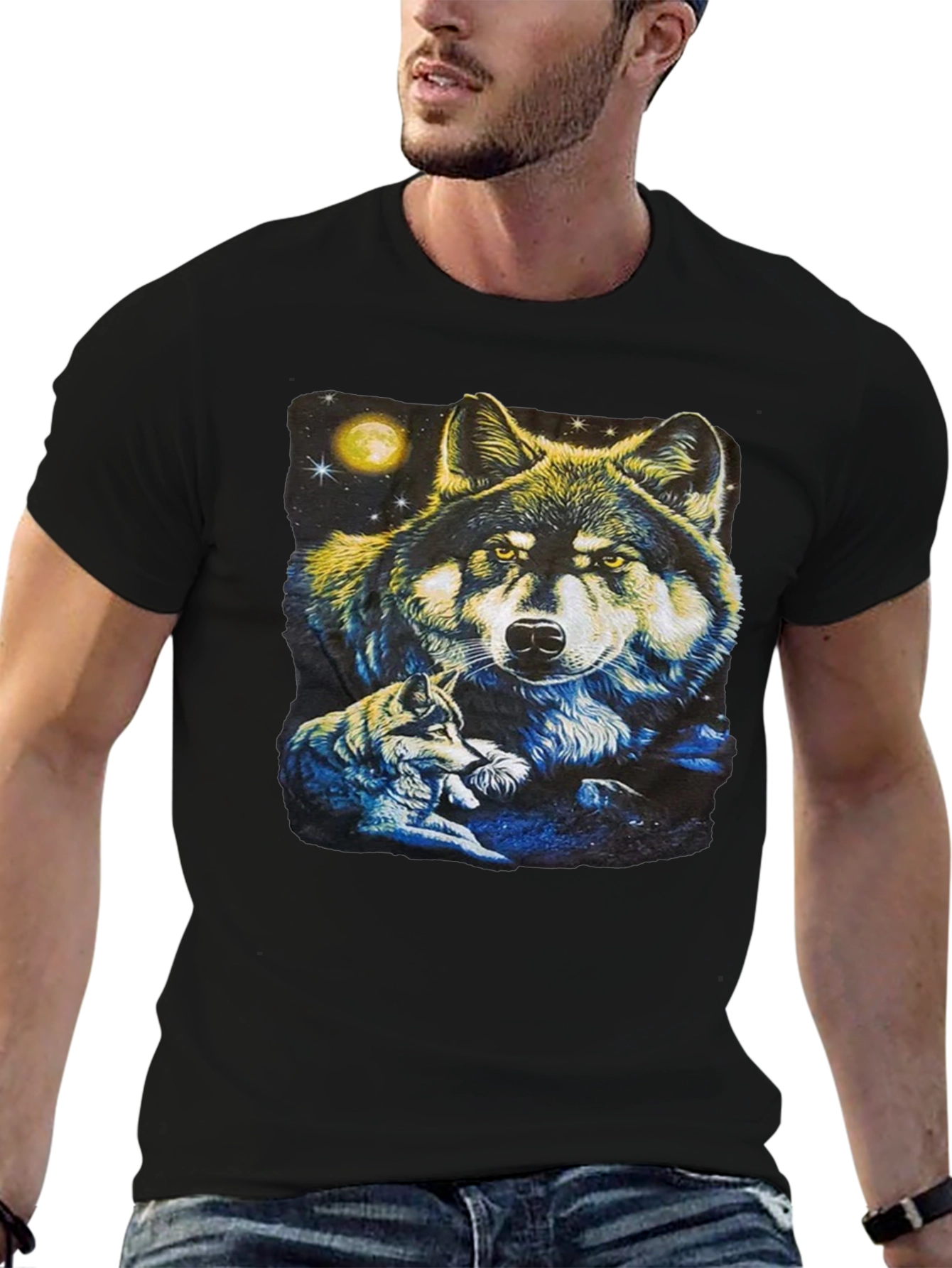 Wolf Pack Graphic T-Shirt - Black
