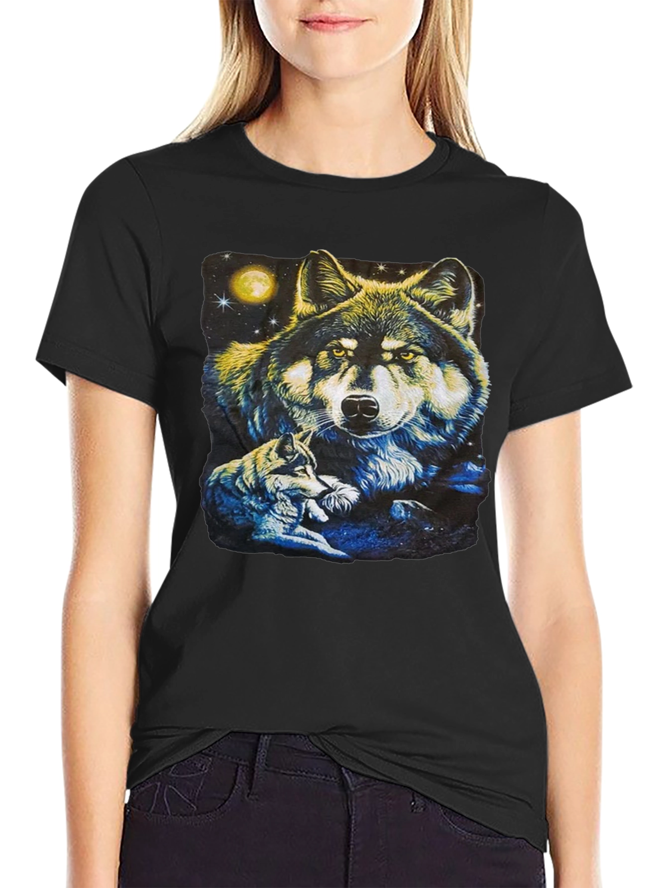 Wolf Pack Graphic T-Shirt - Black
