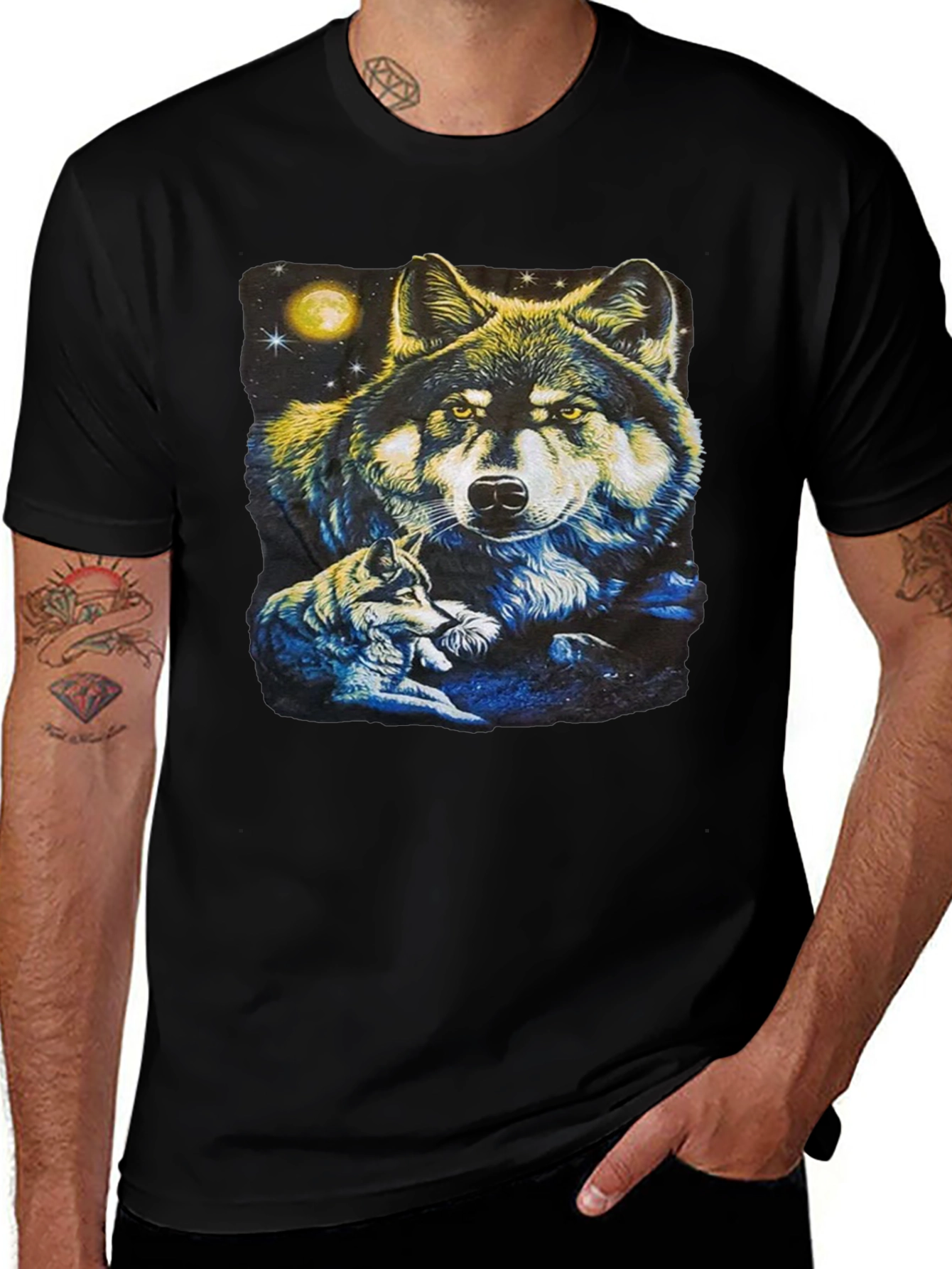 Wolf Pack Graphic T-Shirt - Black