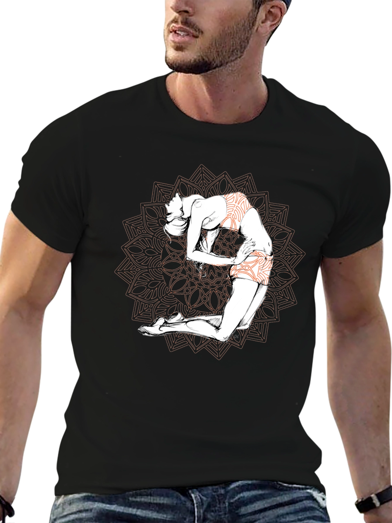 Yoga Mandala Graphic T-Shirt - Black
