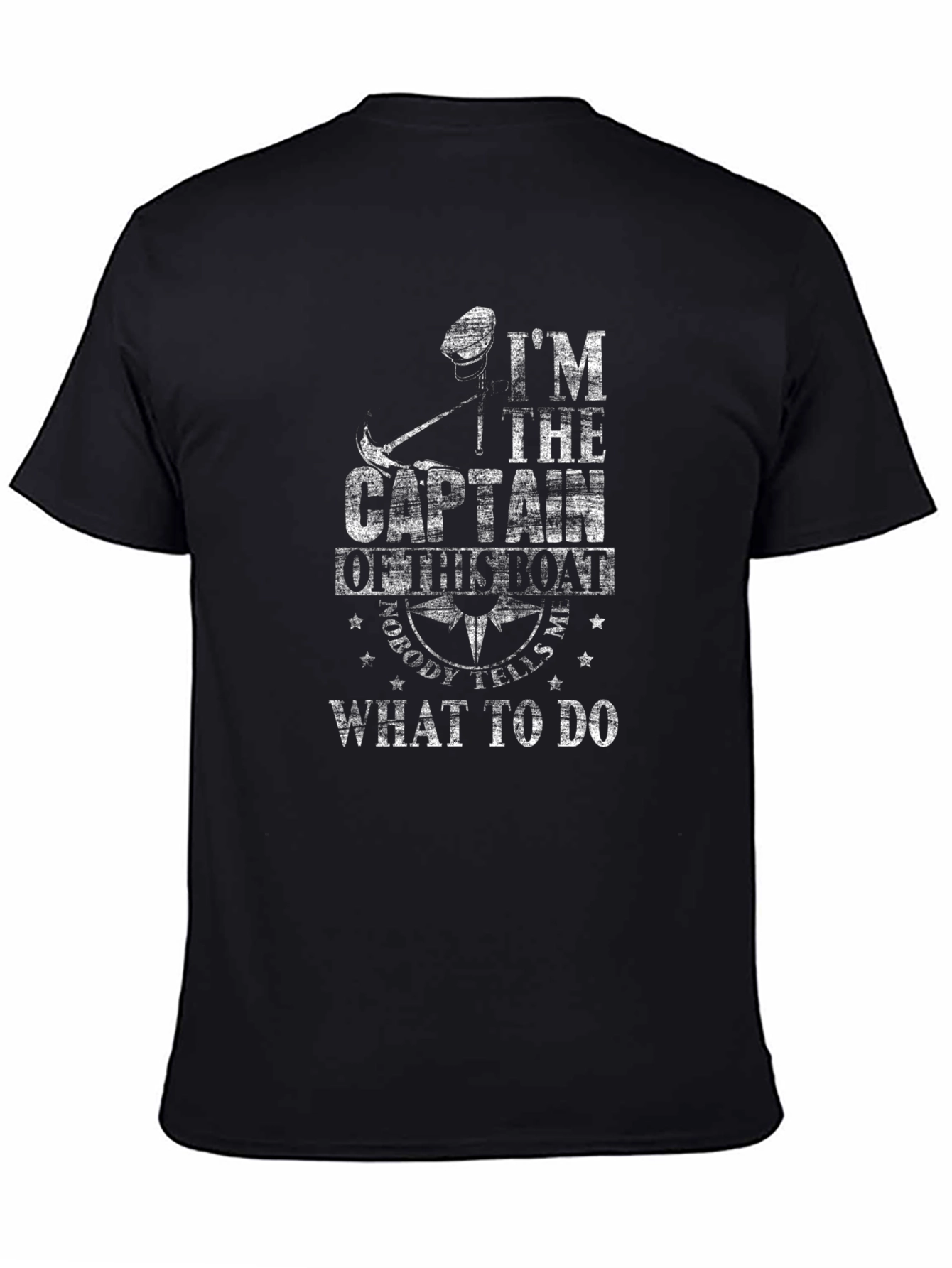 Captain of this Boat Black Graphic T-Shirt