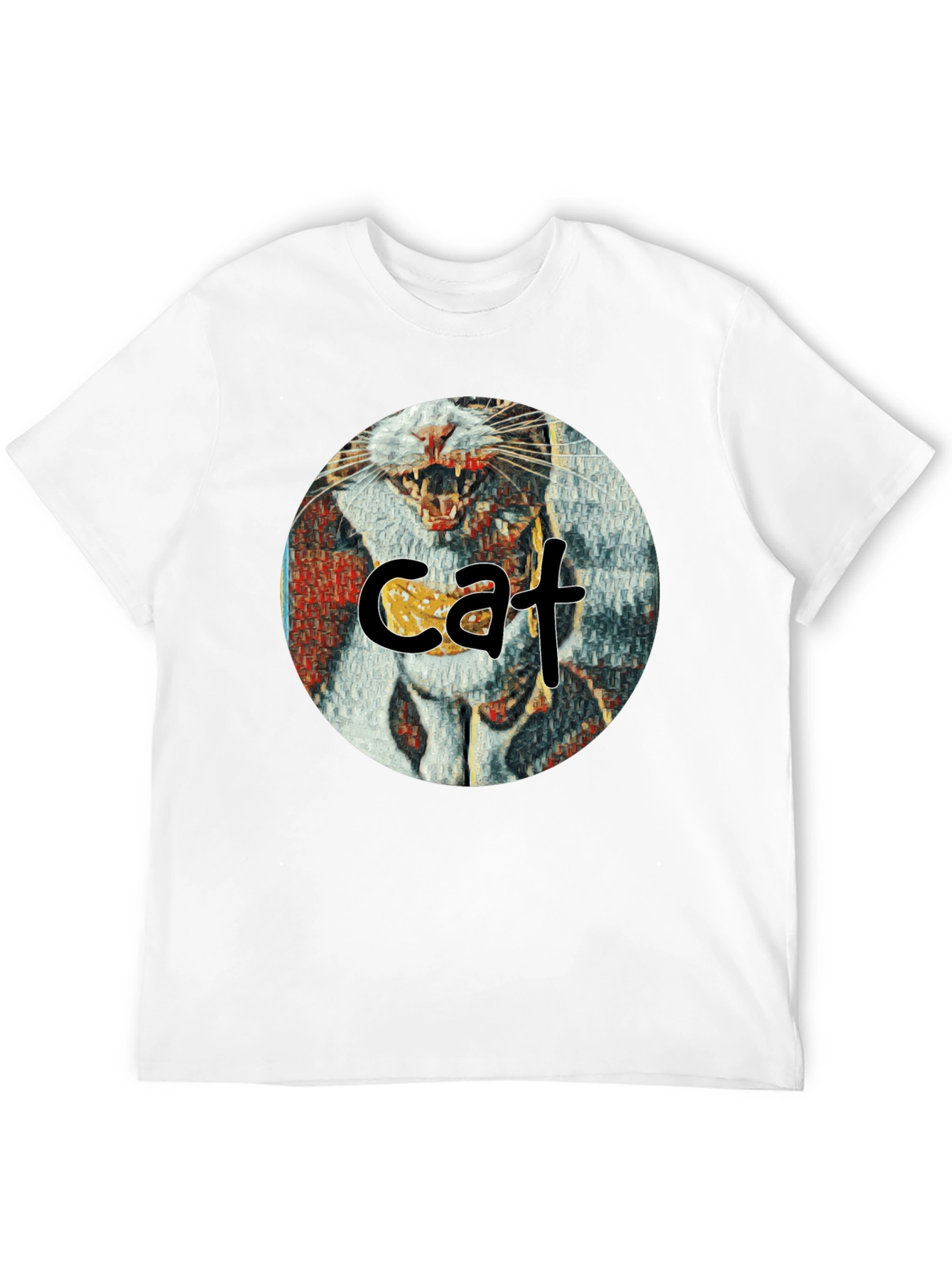 Cat Graphic Print Crew Neck T-Shirt