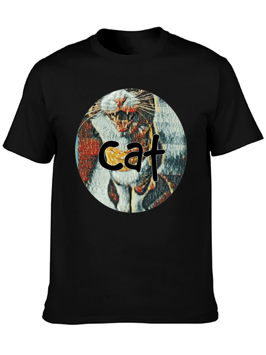 Cat Graphic Print Crew Neck T-Shirt