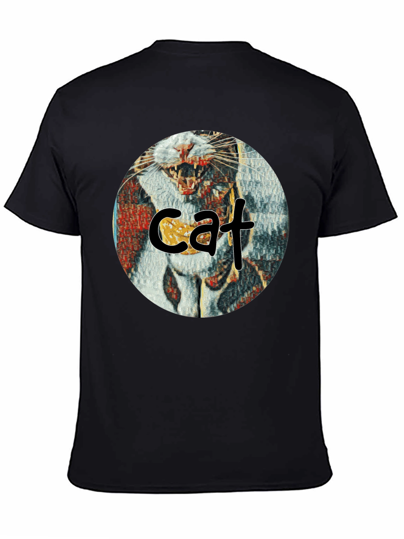 Cat Graphic Print Crew Neck T-Shirt