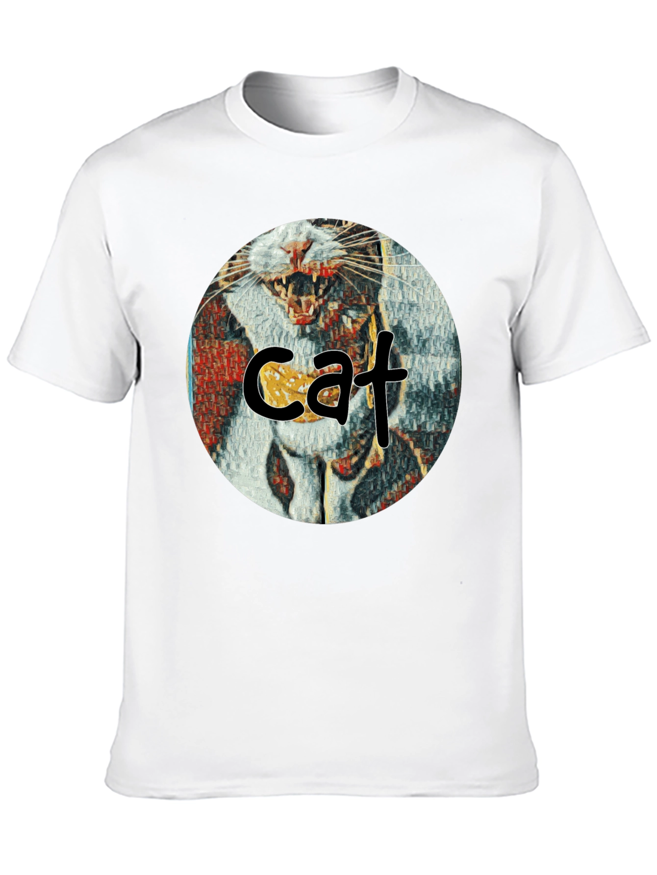 Cat Graphic Print Crew Neck T-Shirt