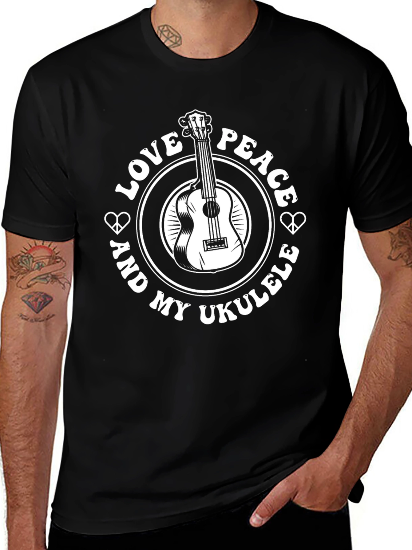 Love Peace Ukulele Graphic T-Shirt