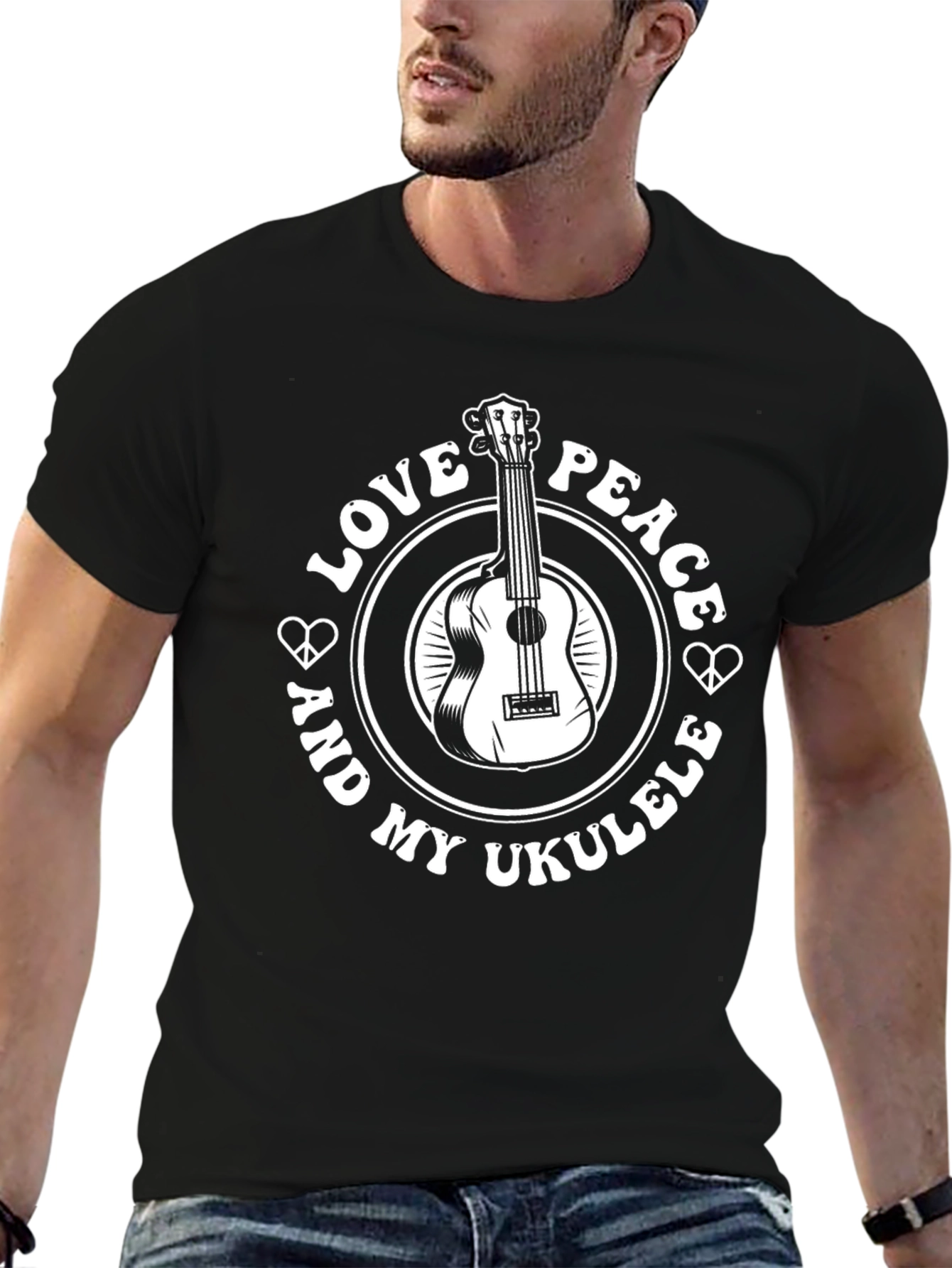 Love Peace Ukulele Graphic T-Shirt