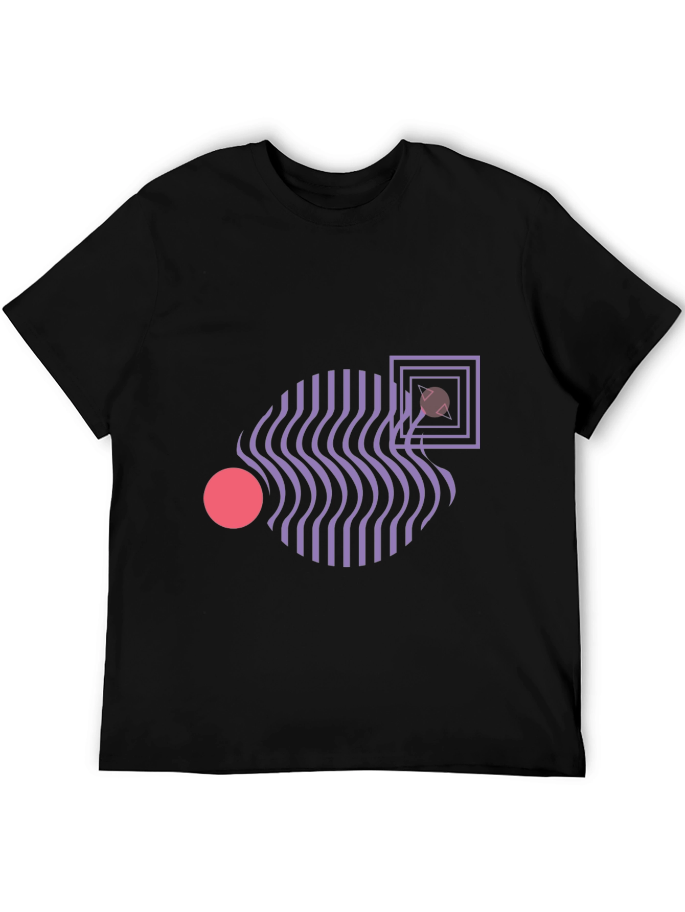 Abstract Geometric Graphic Print Black T-Shirt