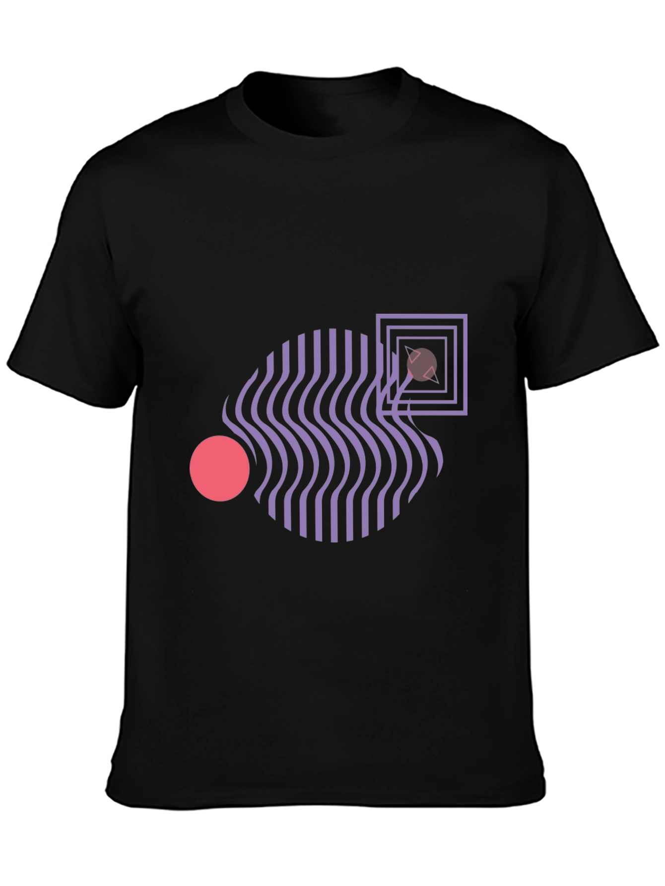 Abstract Geometric Graphic Print Black T-Shirt