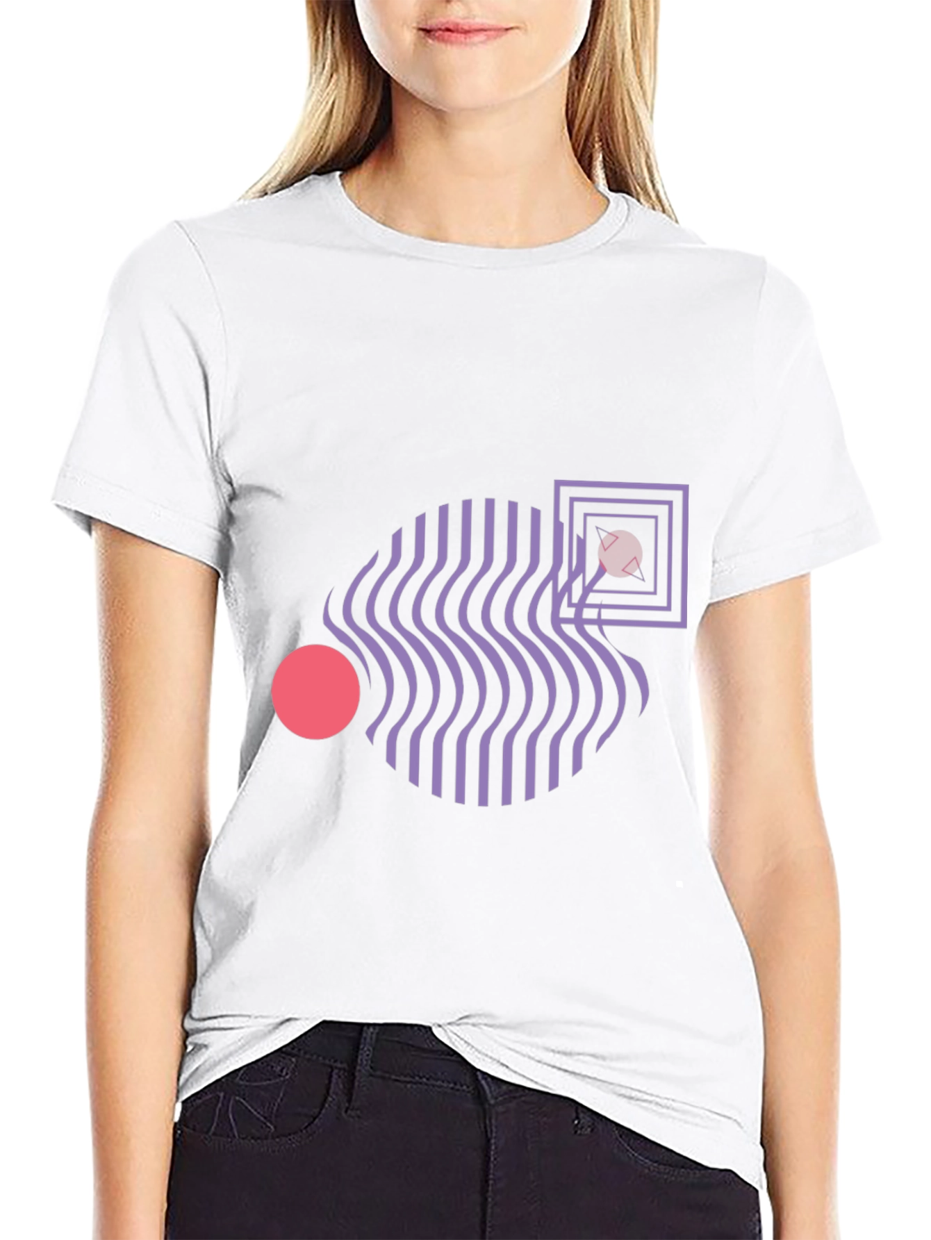 Abstract Geometric Graphic Print Black T-Shirt