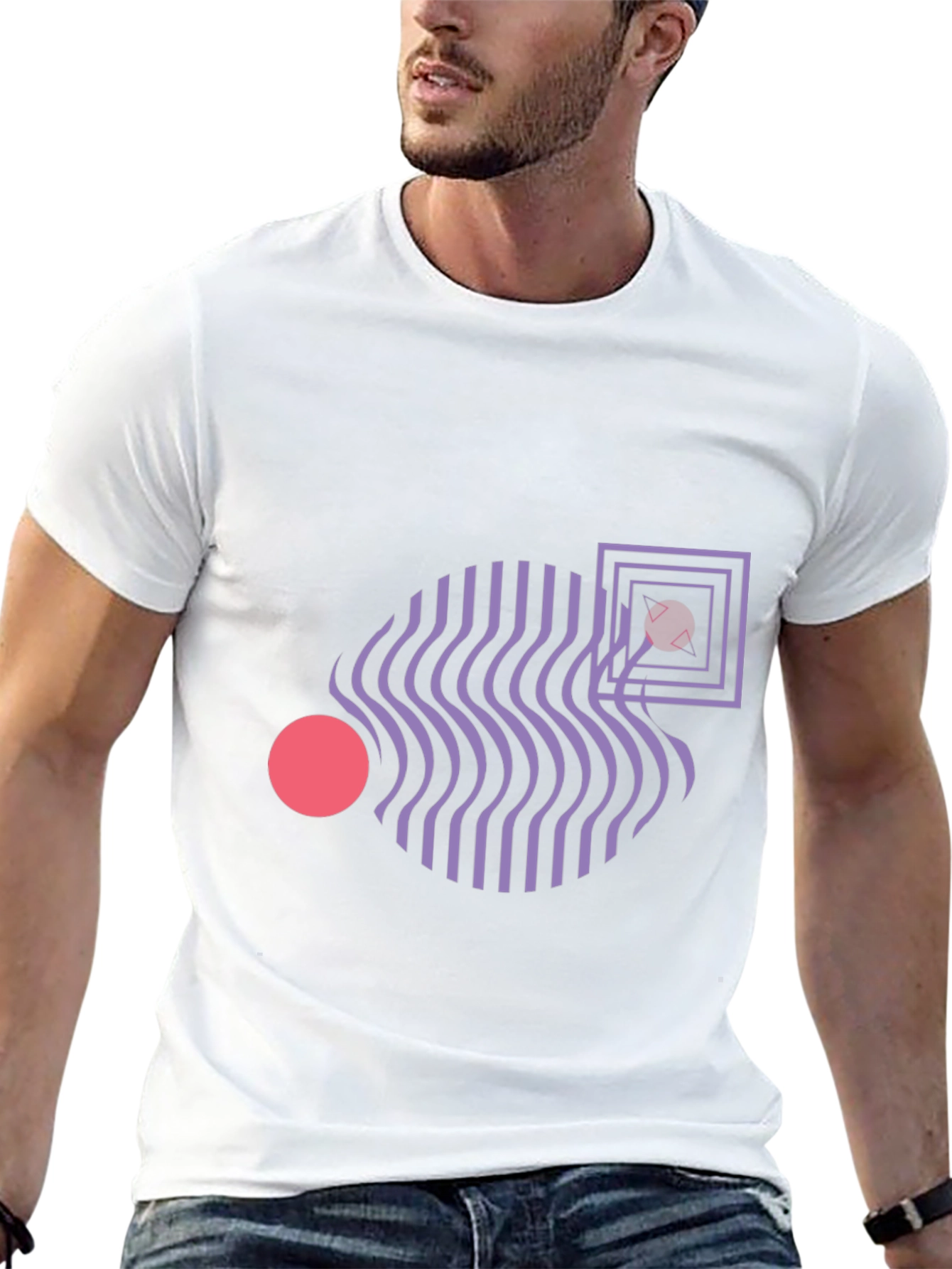 Abstract Geometric Graphic Print Black T-Shirt