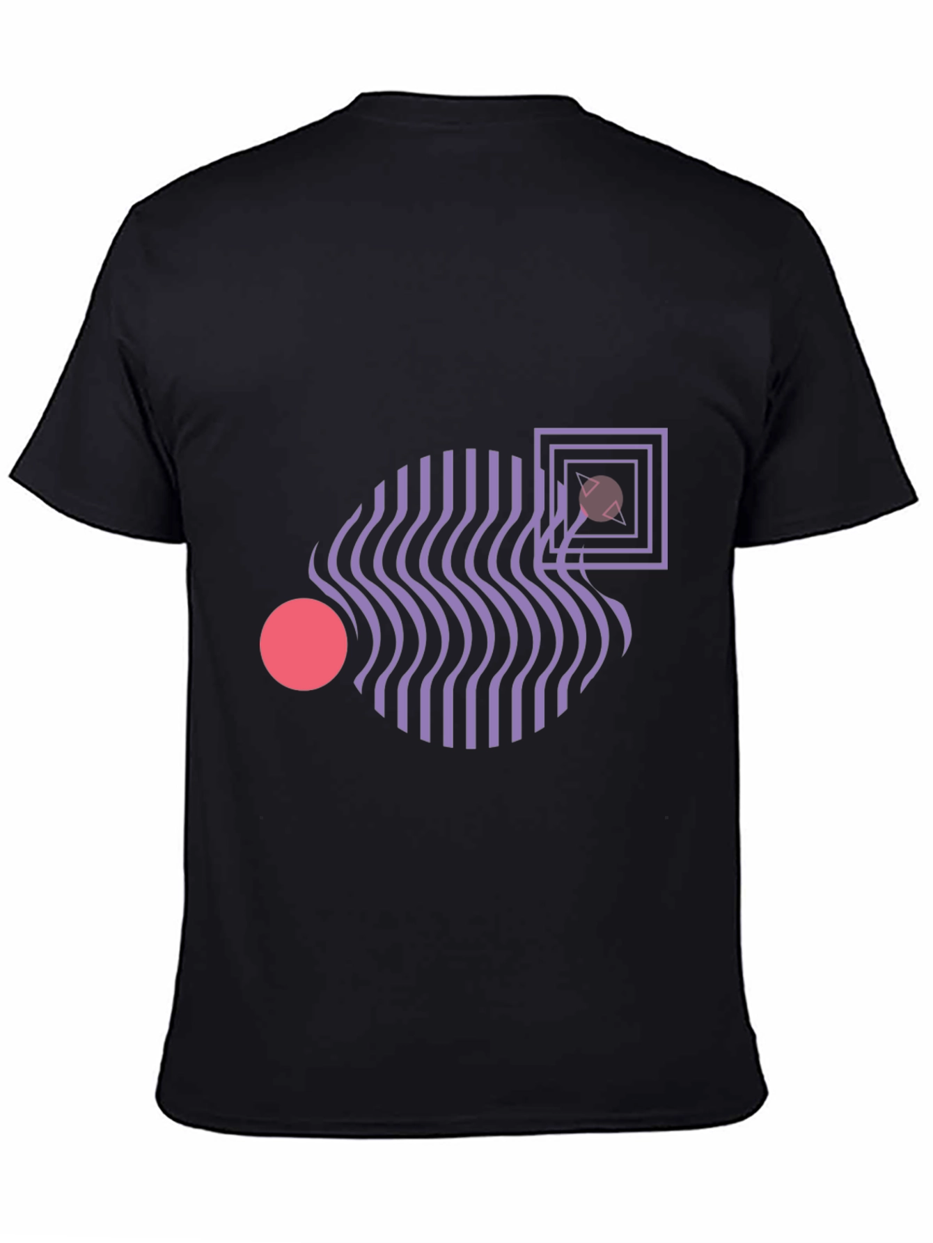 Abstract Geometric Graphic Print Black T-Shirt