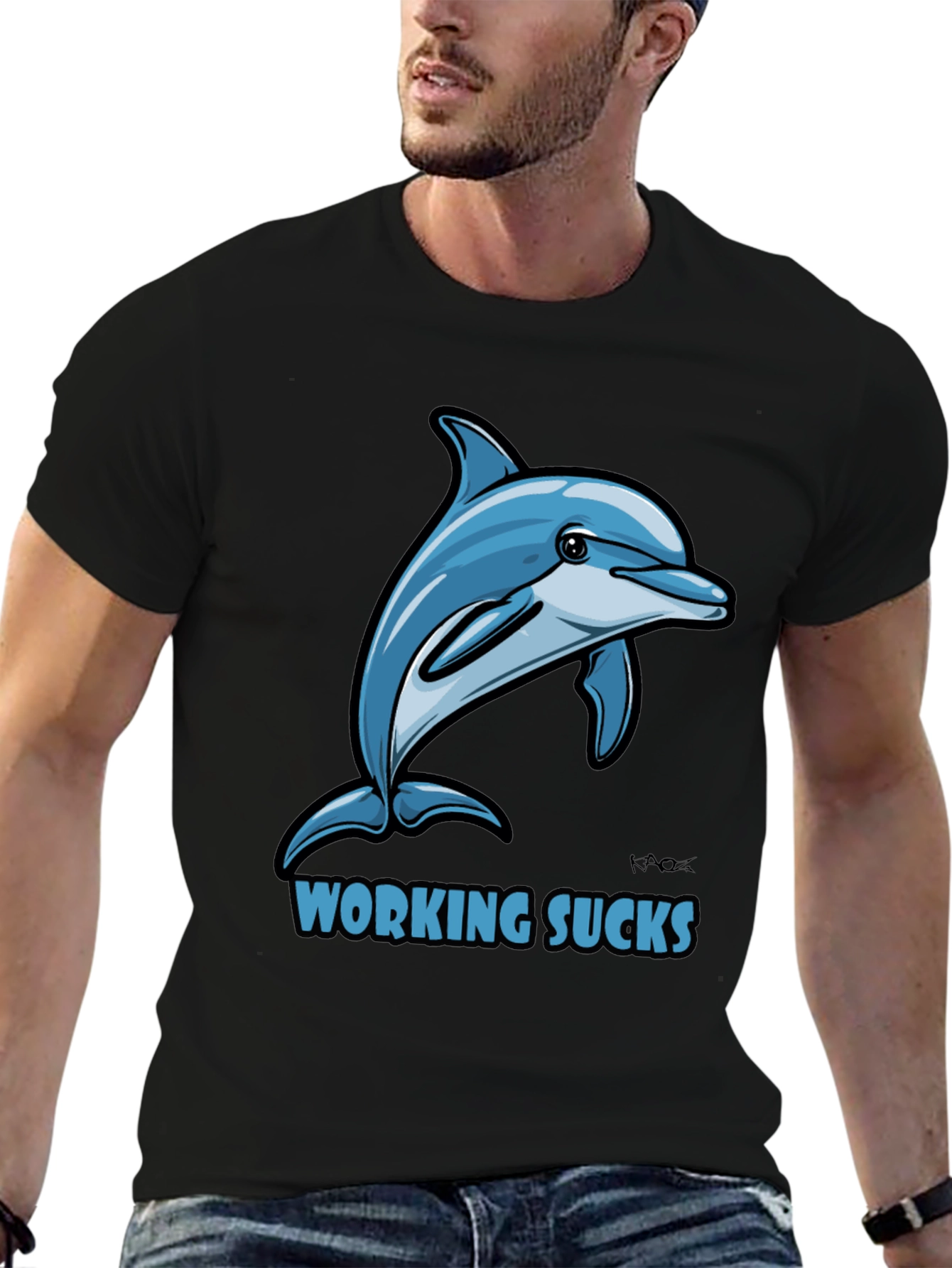 Working Sucks Dolphin Graphic T-Shirt