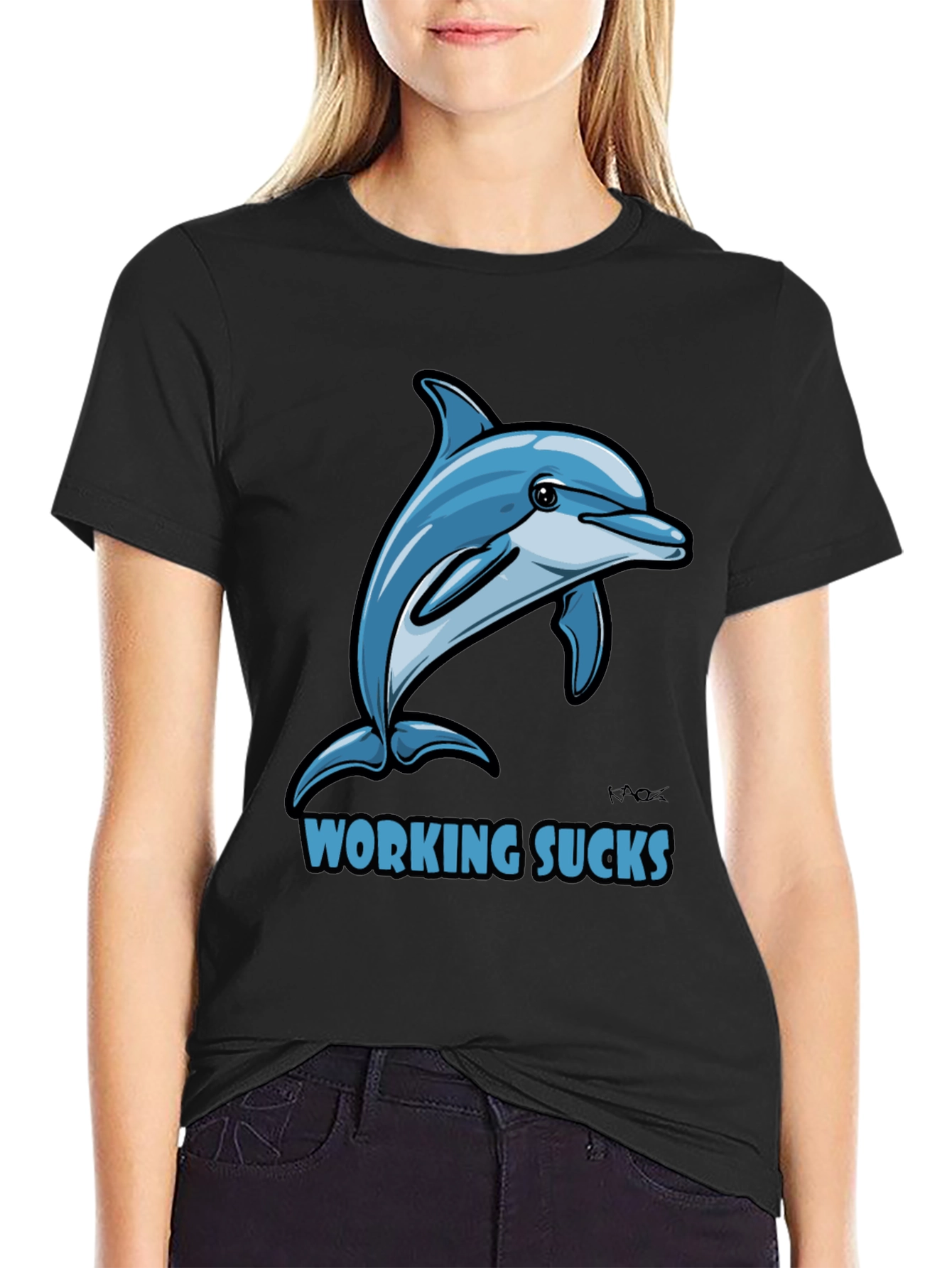 Working Sucks Dolphin Graphic T-Shirt