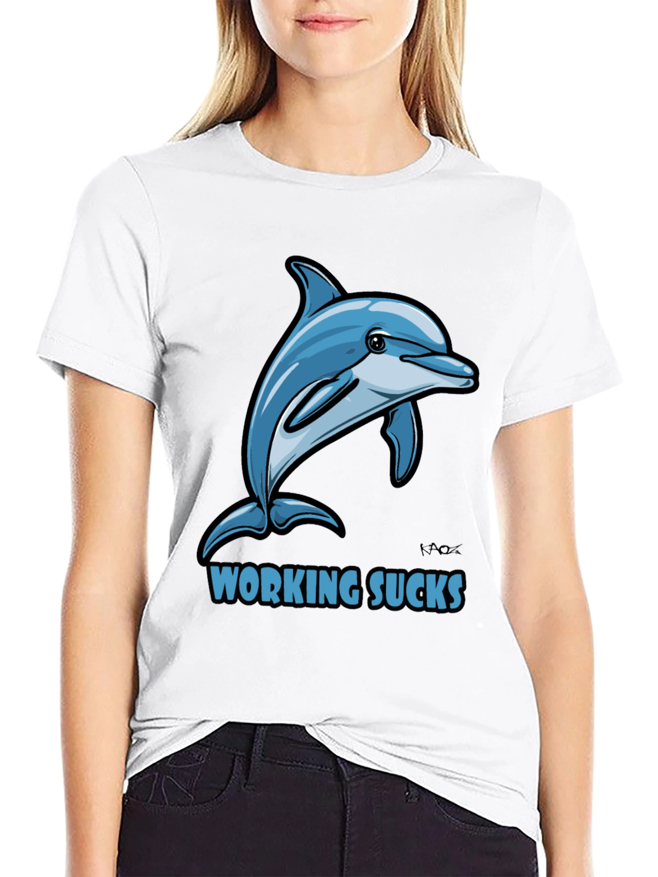 Working Sucks Dolphin Graphic T-Shirt