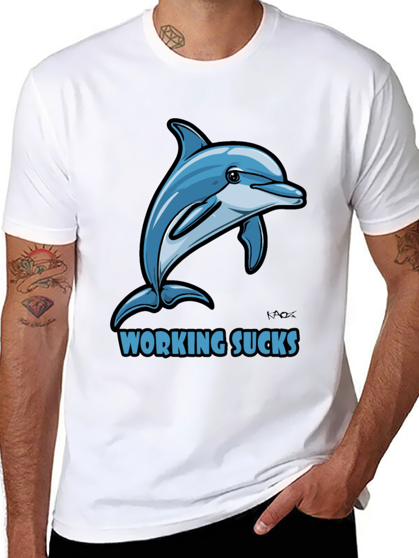 Working Sucks Dolphin Graphic T-Shirt